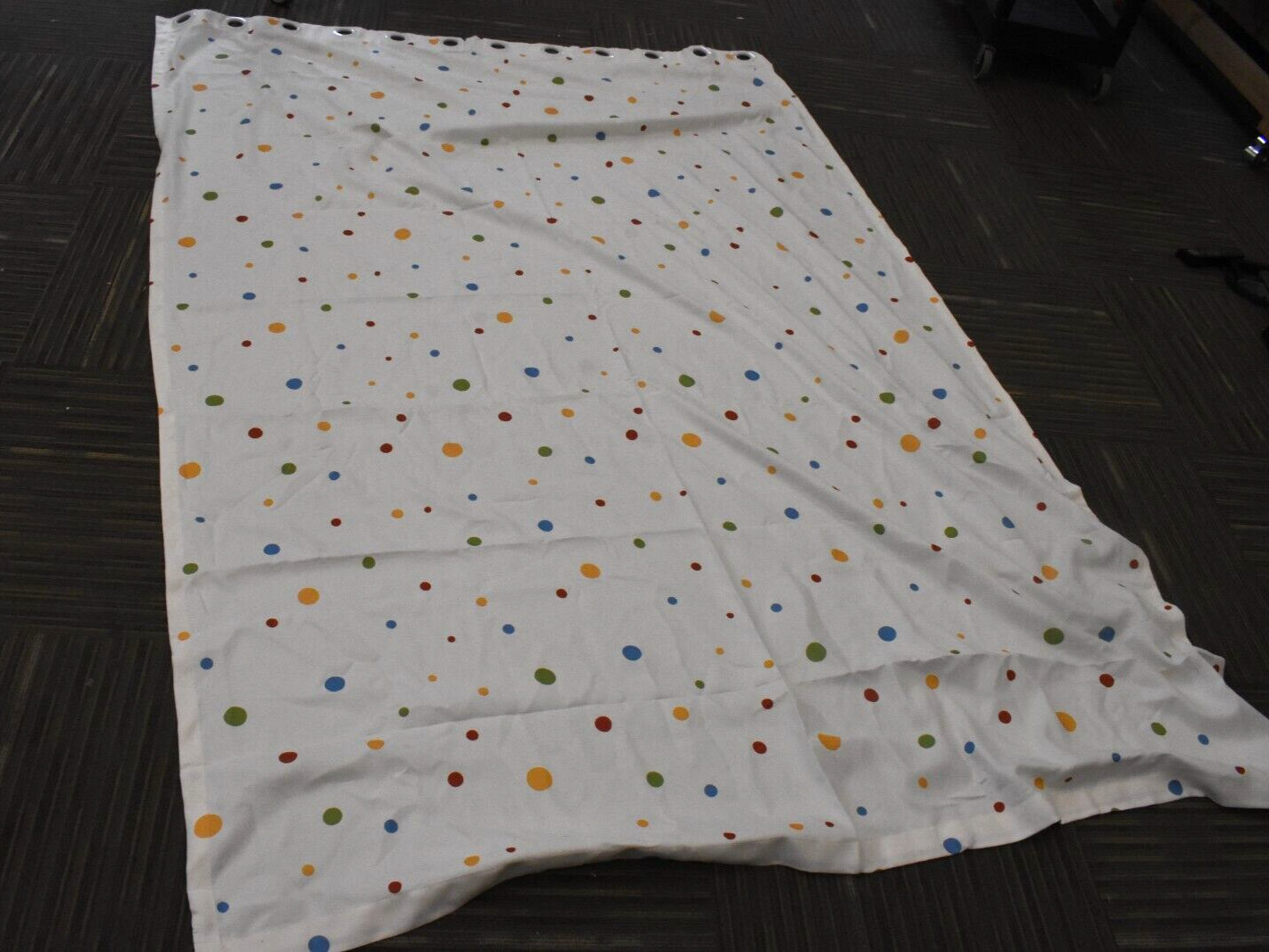 Off-White Fun Polka Dot Multi-Color 2 Panel Curtains with Grommets 106″ x 70″