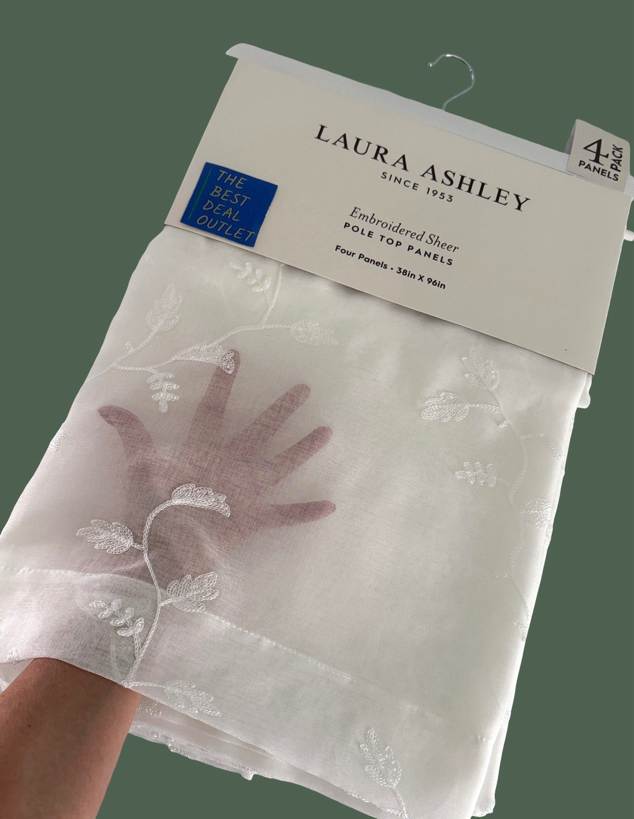 Laura Ashley Window Curtains 4 Panels 38 x 96″ Cream Embroidered Sheer Daventry