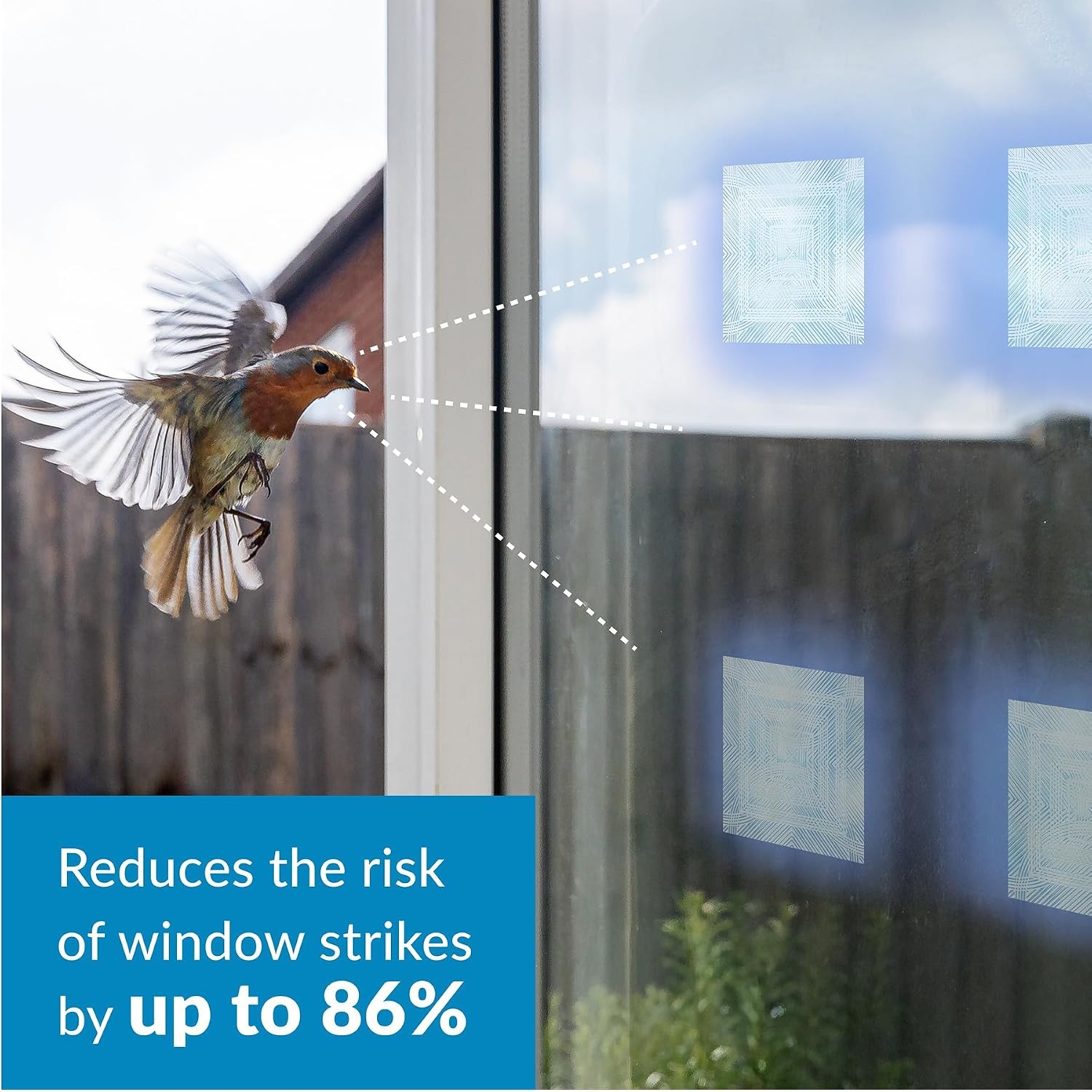 Bird’s Eye View Window Film Bird Deflectors by , Four-Pack, Static Cling,