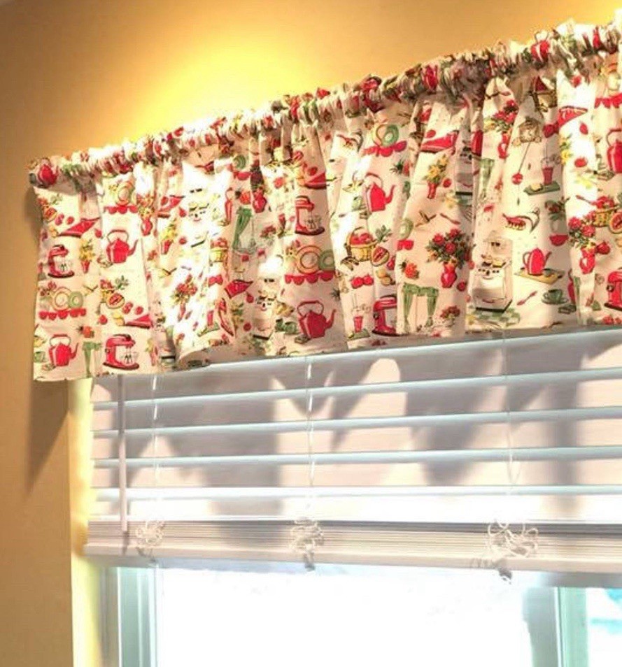 Fifties Kitchen Valance Vintage Home Decor 42″W x 14″L Gift For Housewarming