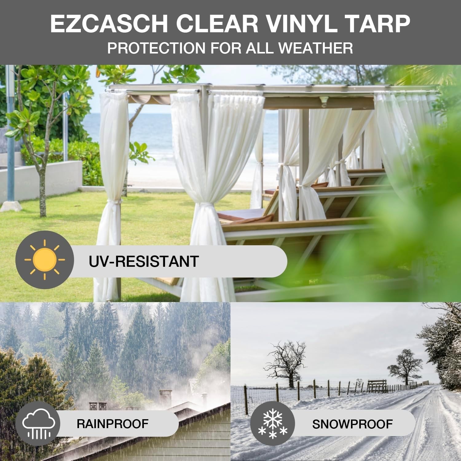 Elegant 20 Oz Outdoor Vinyl Curtain, Weather-Resistant and Stylish, 8’H x 10’W