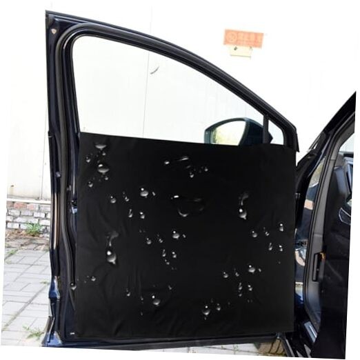 2 Packs Car Door Panel Cover with Squeegee Triangle, Waterproof Reusable Black