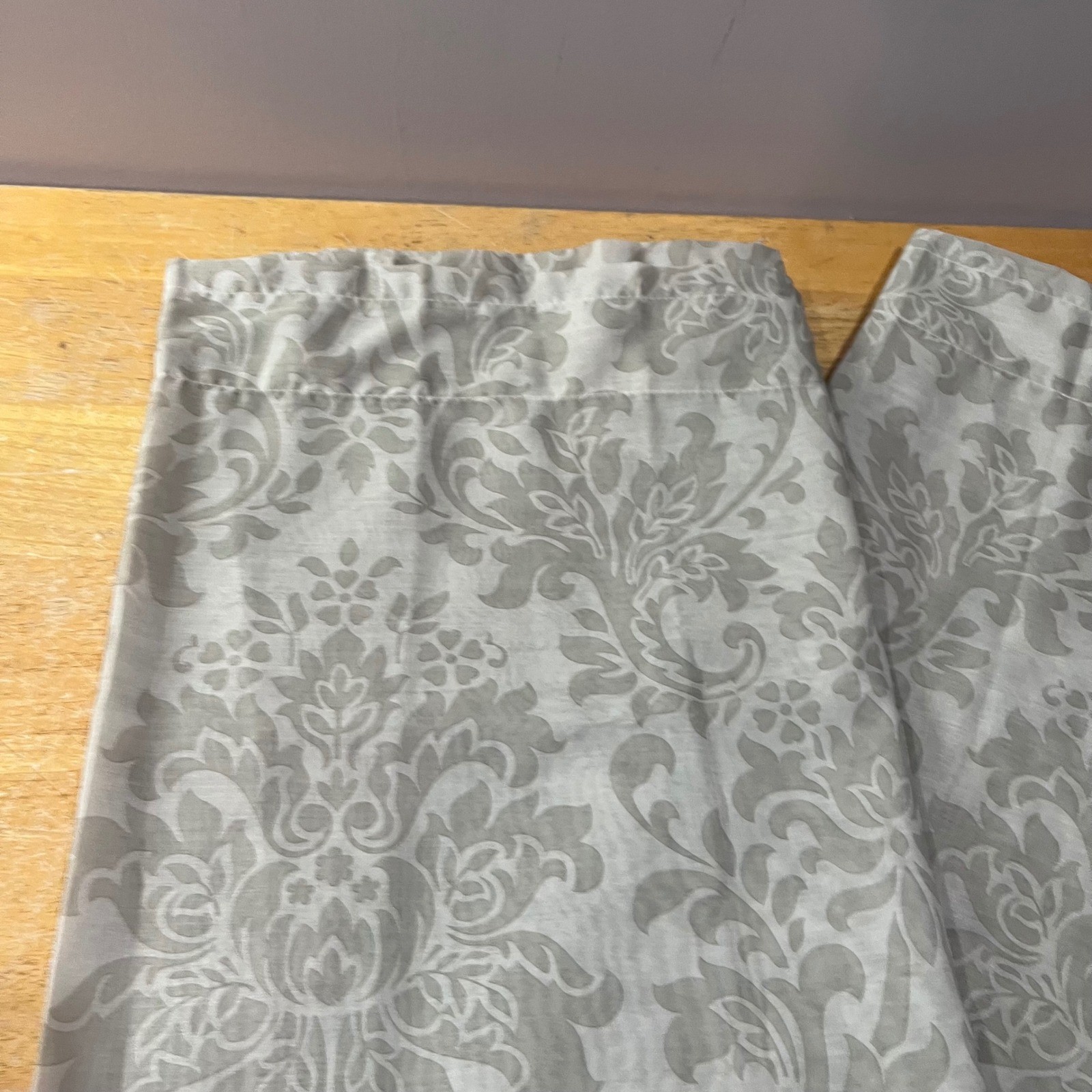 Martha Stewart Olive Green Damask Sheer Curtain Panels 52×84 Set of 2 Classic