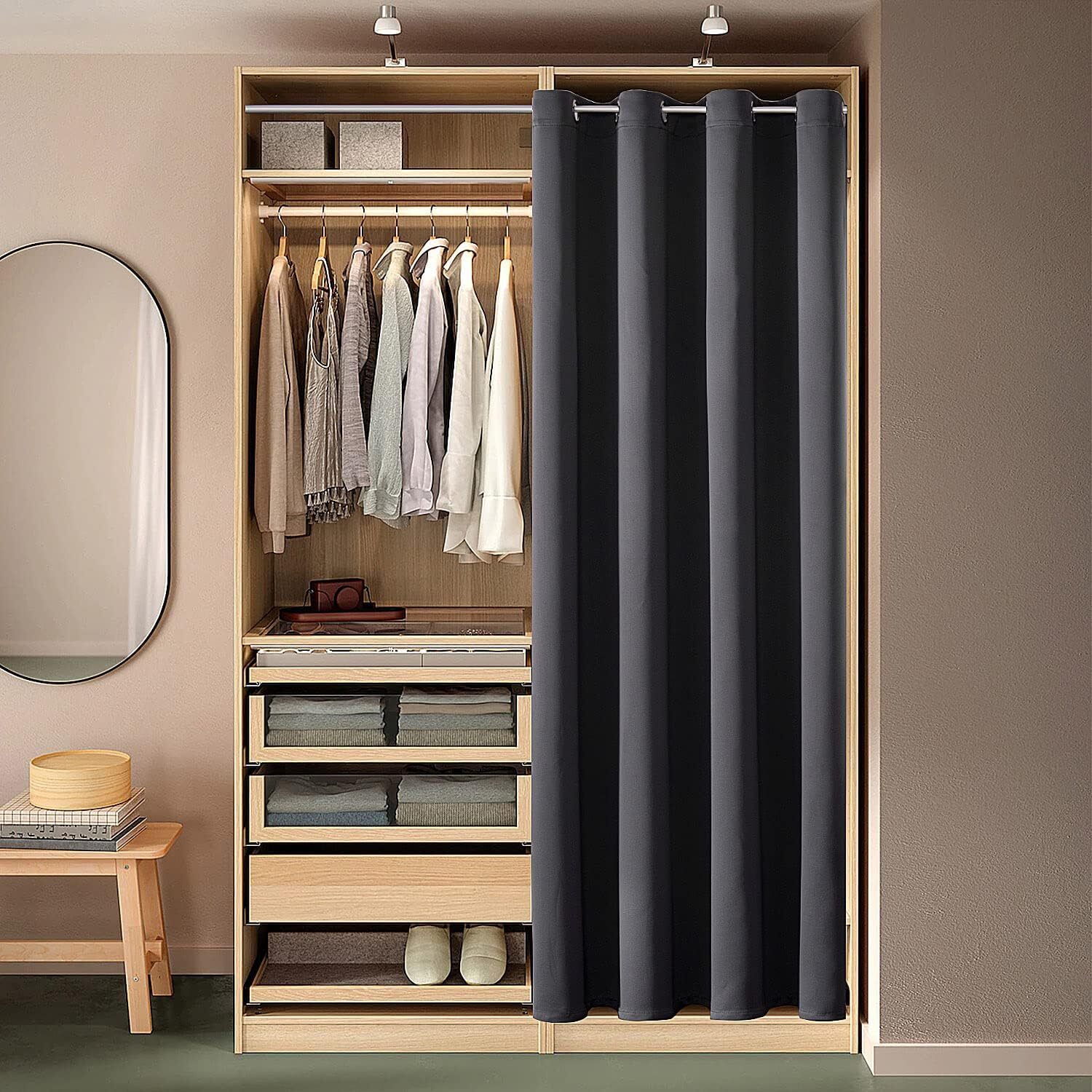 Blackout curtains, insulated temporary room divider (dark gray, 34 x 80 inches)