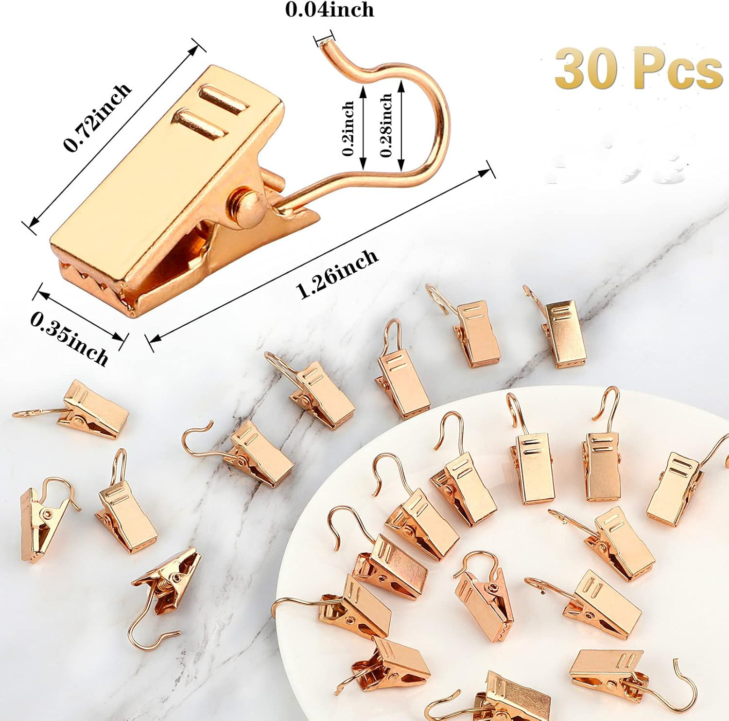30 Pack Mini Heavy Duty Hook Clip,Curtain Clips for Photos Home | Gold Holder Ar