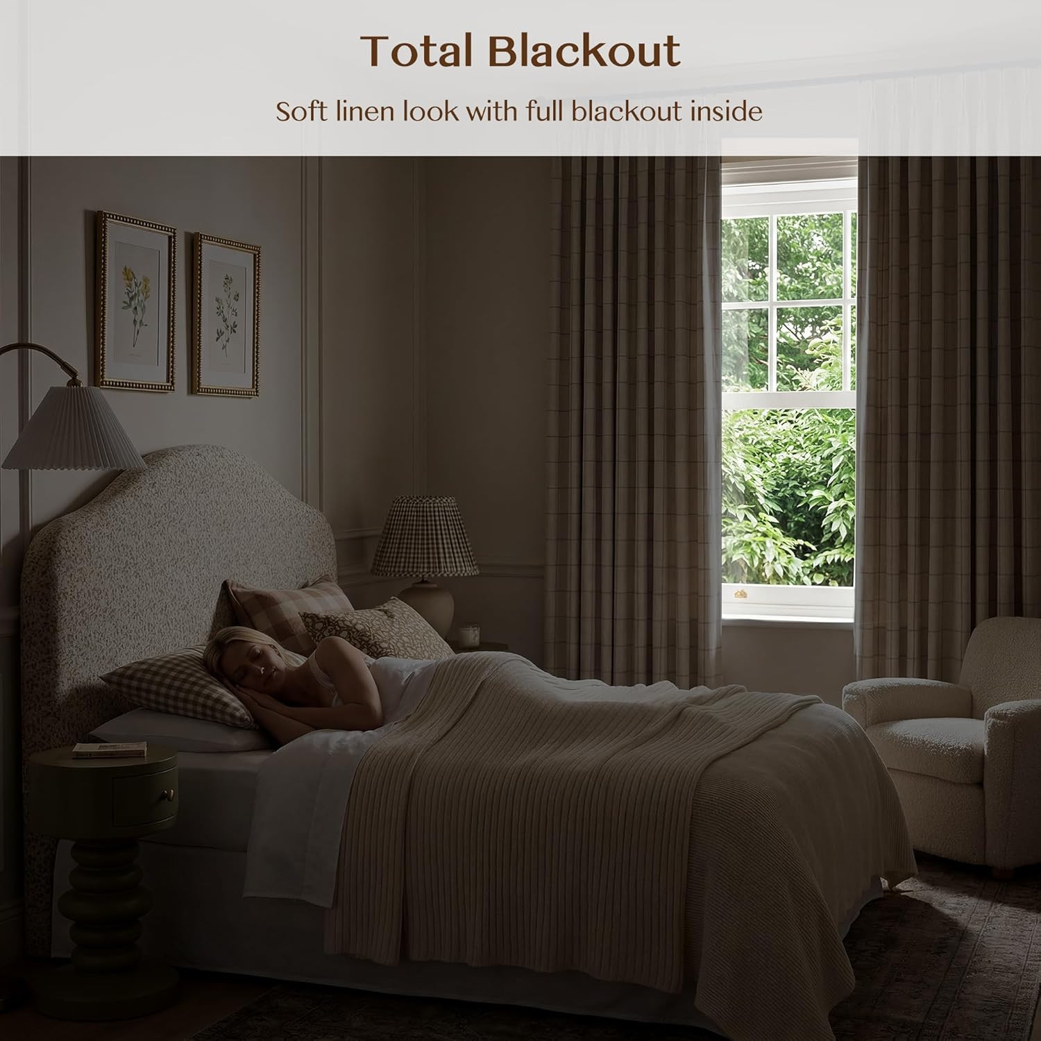 Plaid Pinch Pleated Curtains – Modern Luxury Linen Buffalo Blackout Drapes, Ther