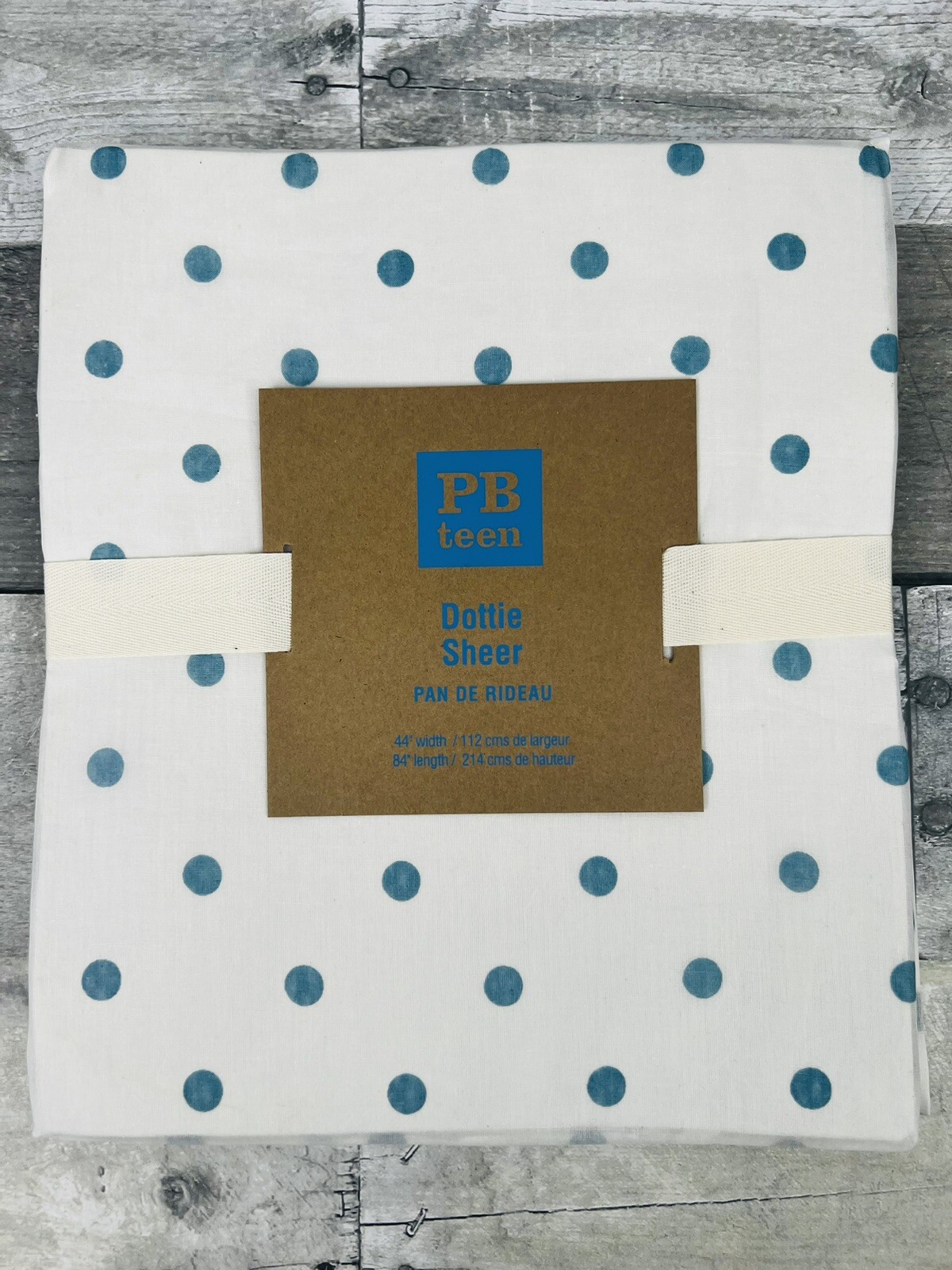 Pottery Barn Teen Dottie Sheer Curtain Panel Blue Dot – 44” Wide x 84” Long New