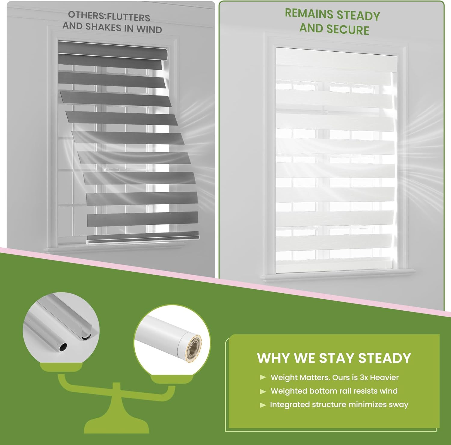 Customizable Cordless Zebra Blinds – Light Filtering & Blackout, 34″ x 72