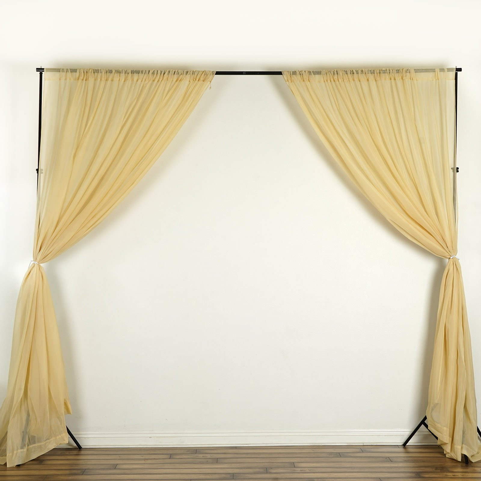 Champagne 10 x 10 ft Voile BACKDROP CURTAINS 2 Panels 5×10 ft Party Decorations
