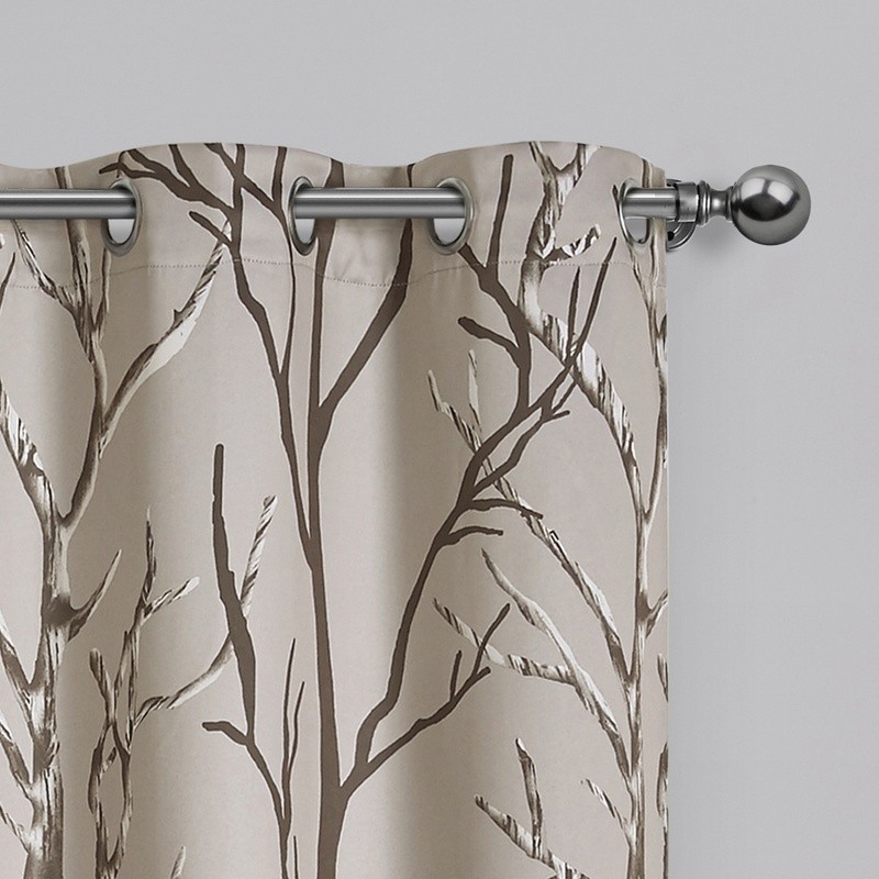 Blackout Grommet Curtain Panel Branch Print Noise Reduction Energy Savings New