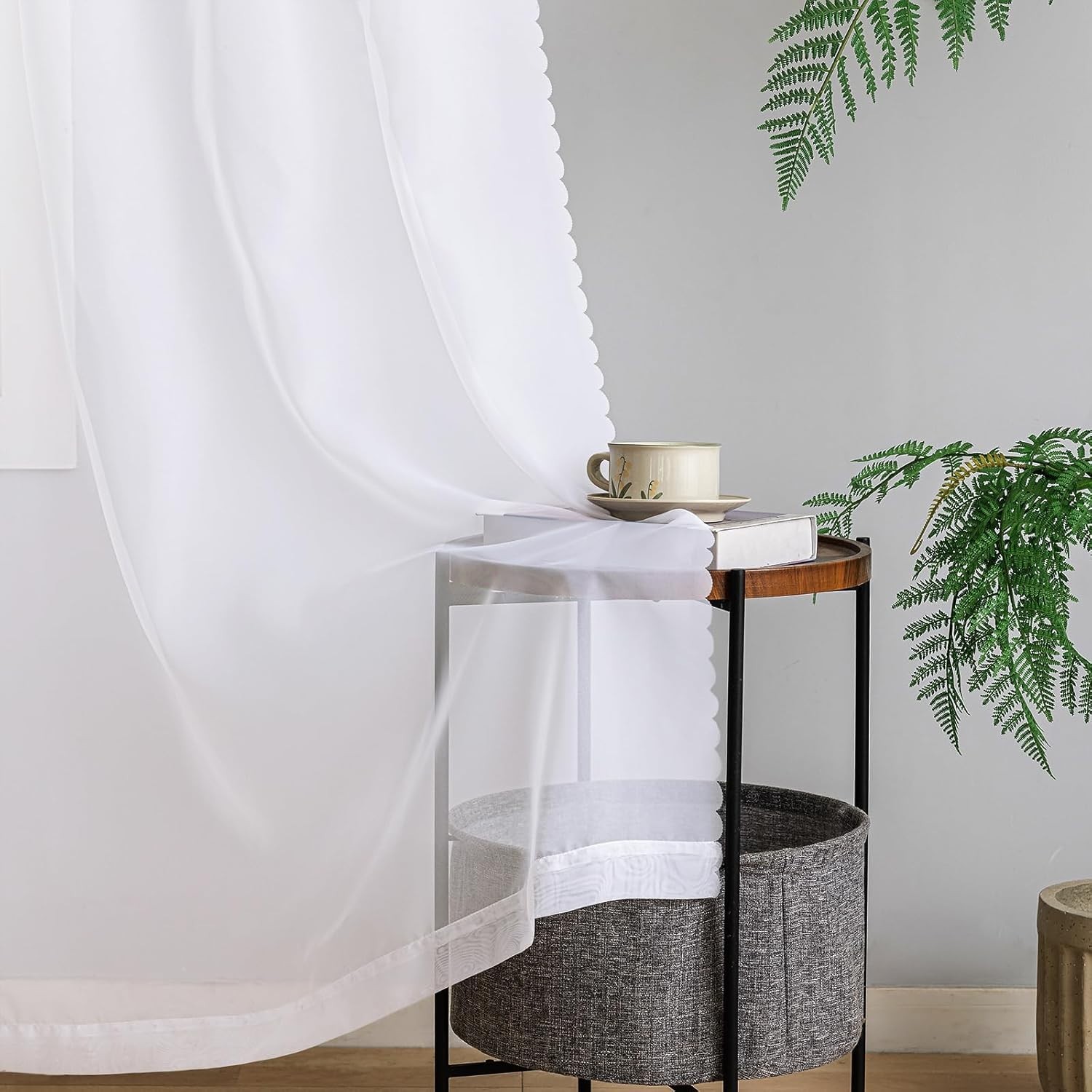 Elegant White Sheer Curtains 84″ Length, 2 Panel Set for Modern Living Spaces