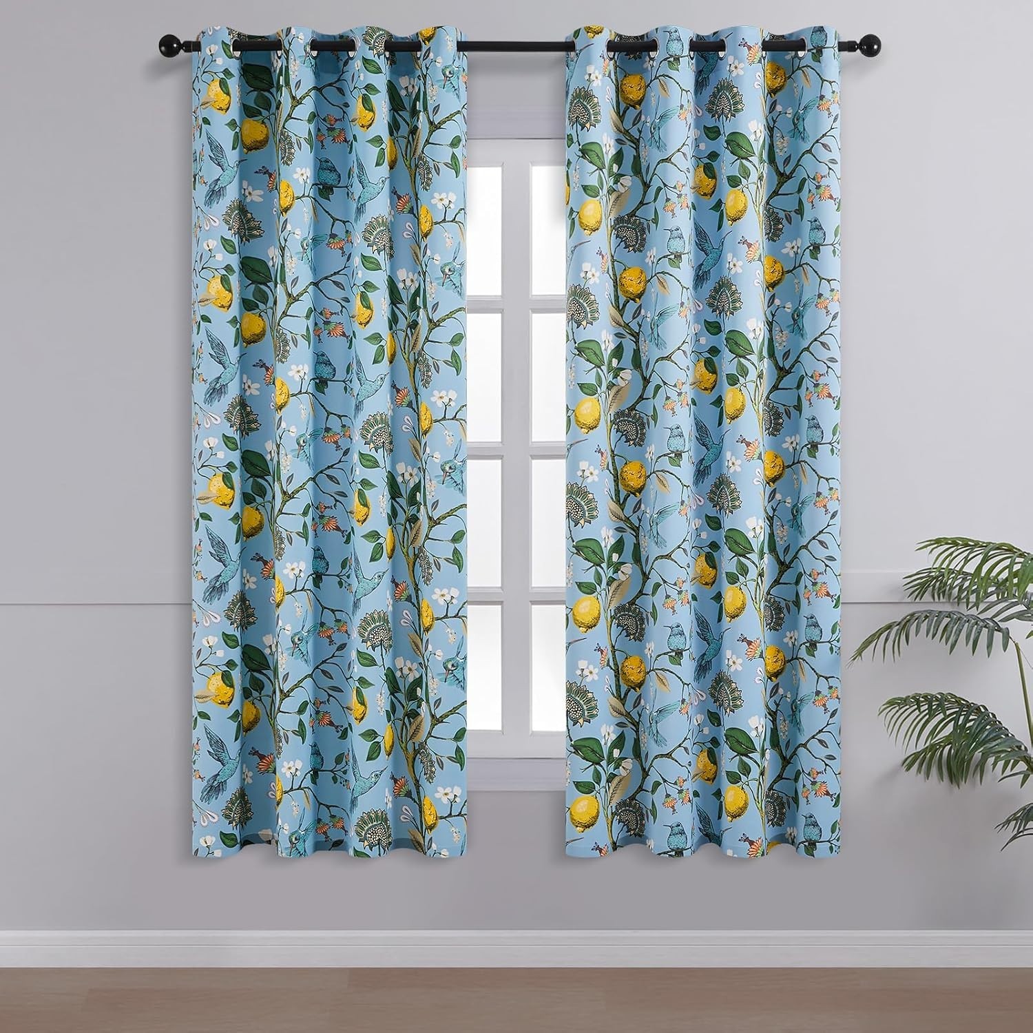 Kitchen Curtains 45 Inch Length Blue Vintage Blackout Curtains for Cafe Kitch…