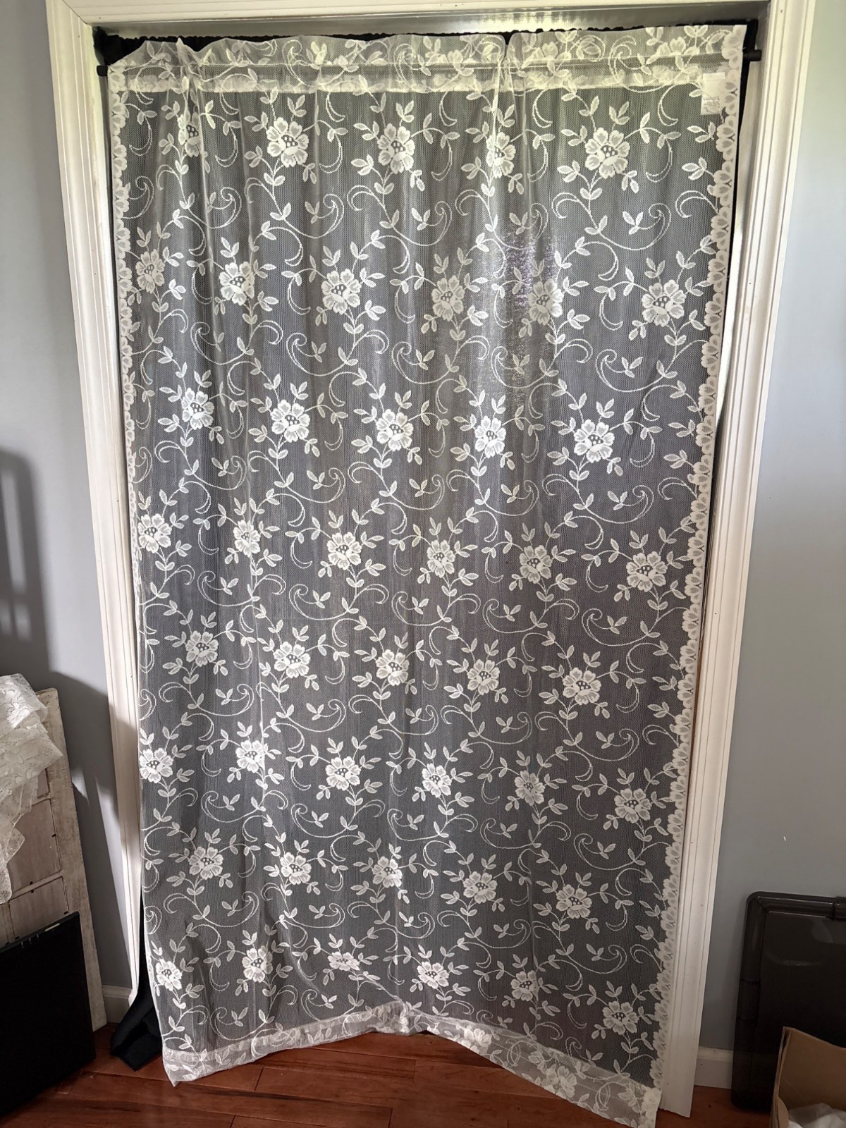 JCP Home Sheer Floral Lace Curtain Panel 75″ L x 45″ W Polyester Cream