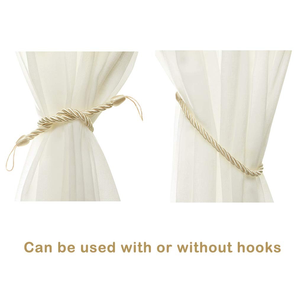 Curtain Ropes Tiebacks TieBacks, Curtain Handmade Holdbacks with 2 Metal Scre…