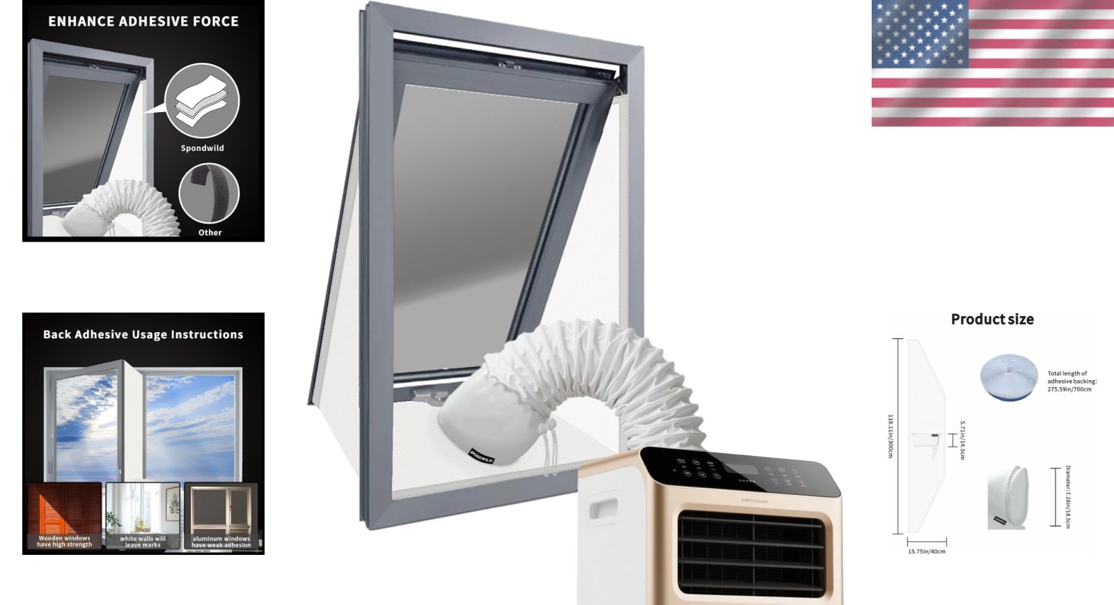 Portable AC Window Seal Kit 118×15.7 In Waterproof Window Seal for Air Condit…