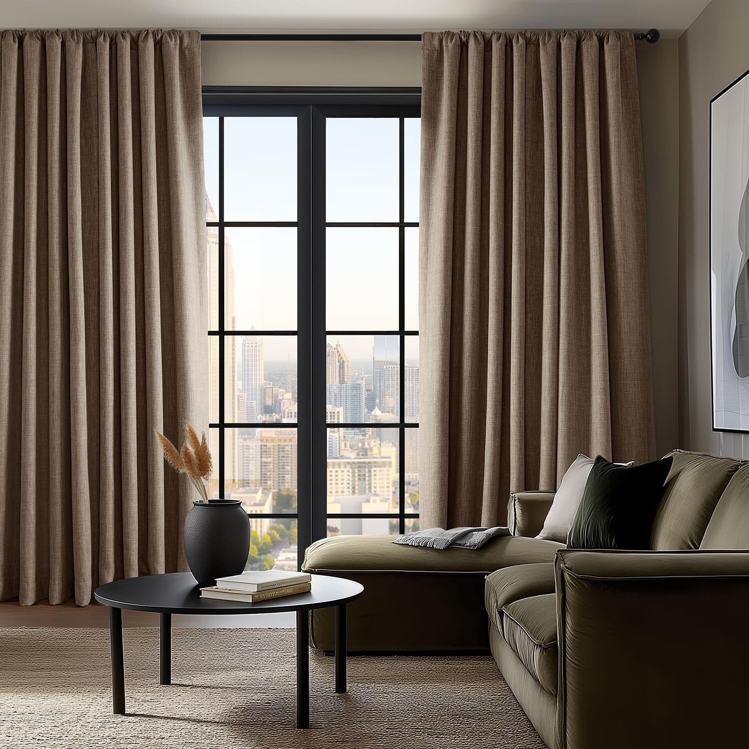 1 Panel Dutch Cocoa 120″L x 50″W Linen Darkening Curtains For Living Room