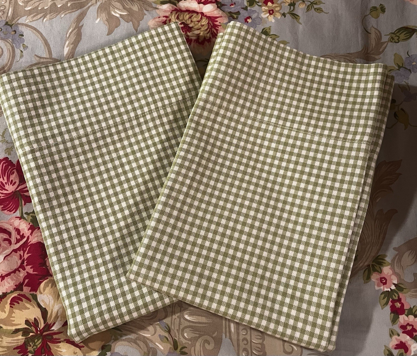 TWO Pottery Barn Kids Valances Green Gingham 18 1/2 Long And 49 1/2 Wide NEW