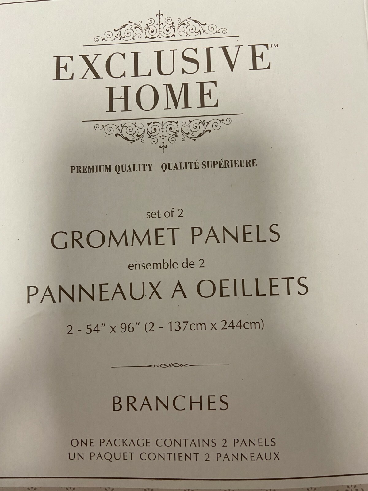 2 Curtains White And Teal Branches Linen Blend Grommet Panels 54″ by 96″ Each