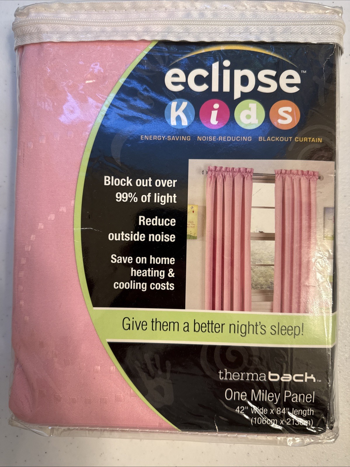 Eclipse Kids 84″ x 42″ Thermal Blackout Panel, Pink, Brand New And In Package