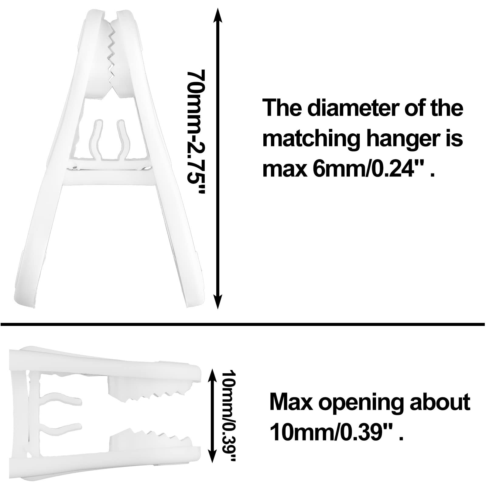 Plastic White Hanger Clips – 60 Pack Multi-Purpose Clips for Hangers, Finger …