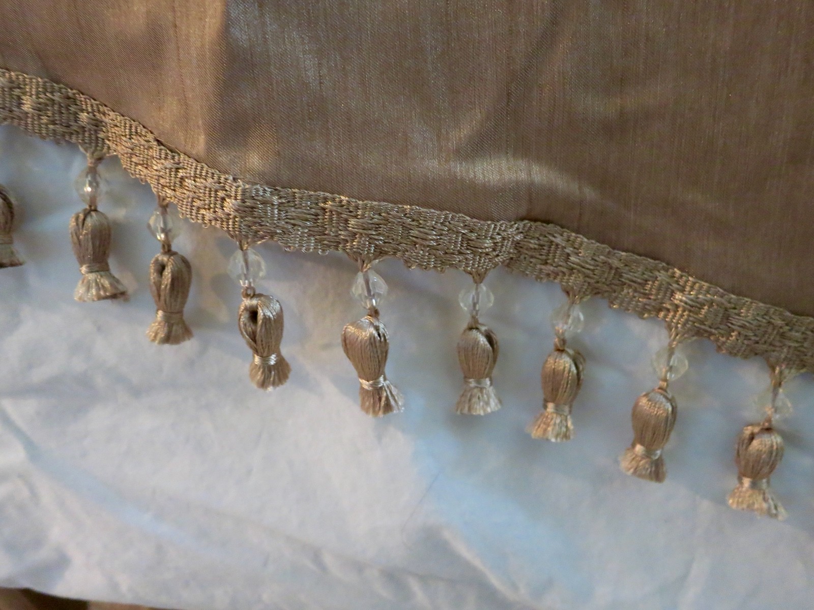 Chris Madden Window Treatment Luxurious Tassels/Beaded Swag Waterfall Valance