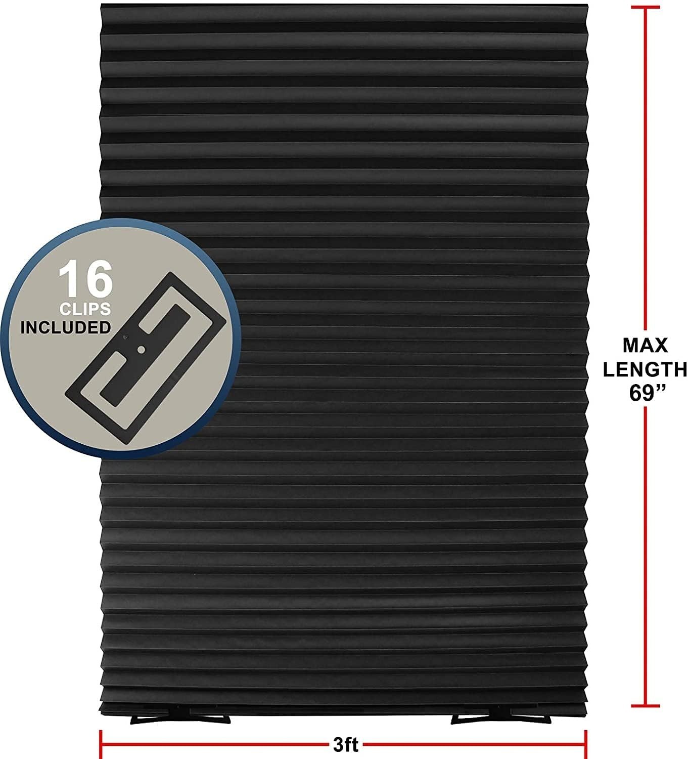 Pleated Window Paper Shades Room Darkening Blinds Black 36″ x 69″ Pack of 6 T…