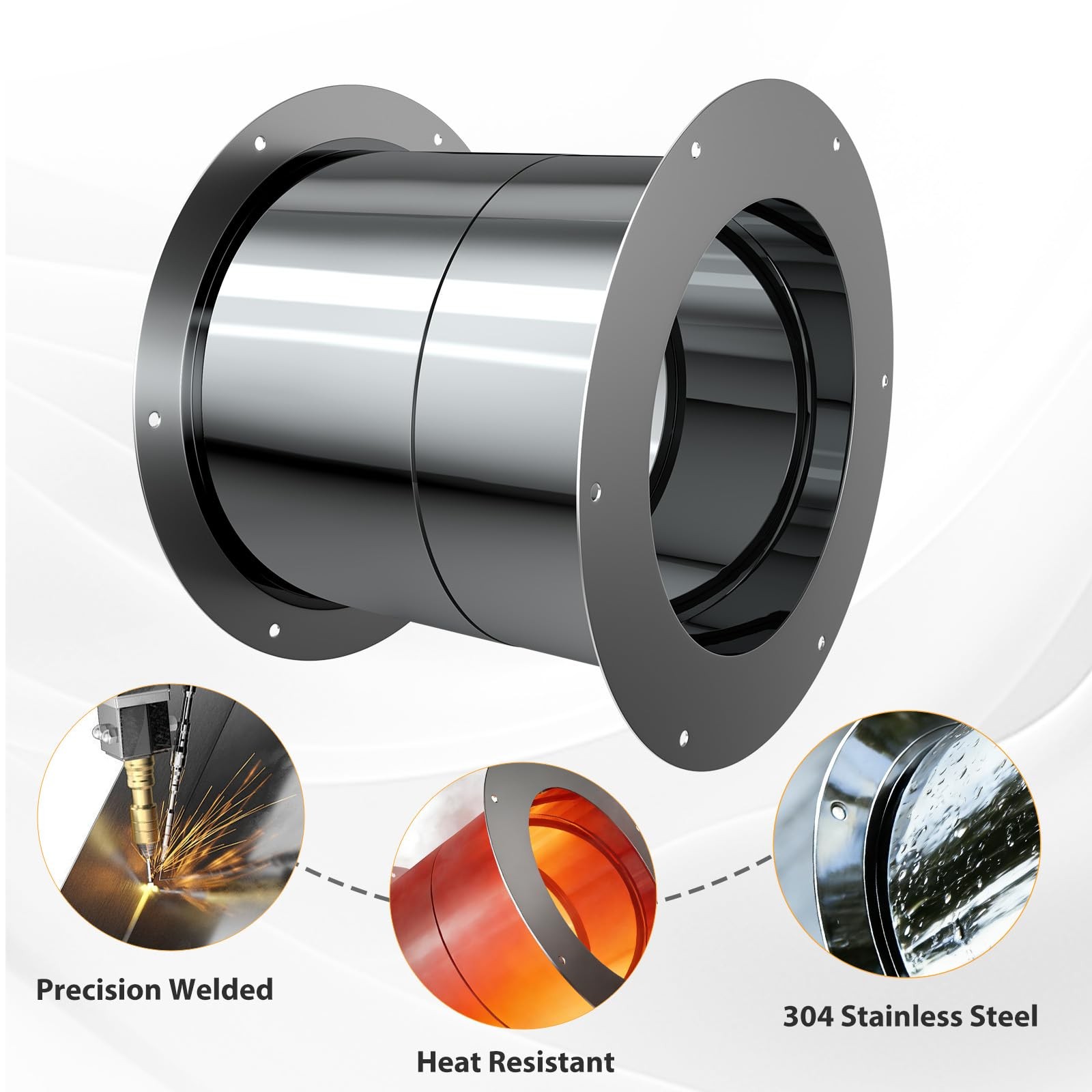 Wall Thimble, Fits 6 Inch Double-Wall Chimney Pipe, 8 Inch Inner Flange Diameter