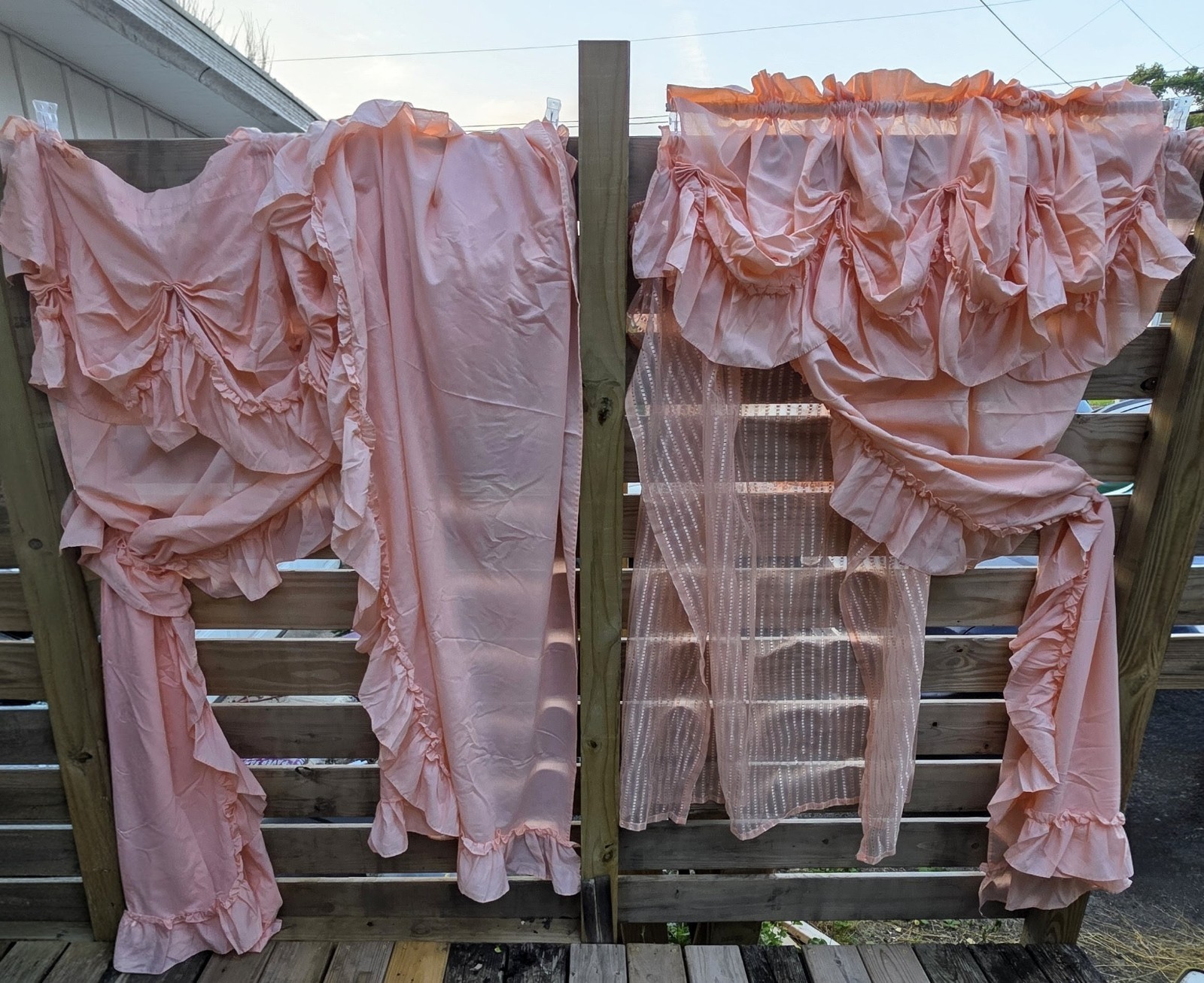 Vintage Kellwood Home Fashions Peach Blush Cottage Curtain Set – Made in USA