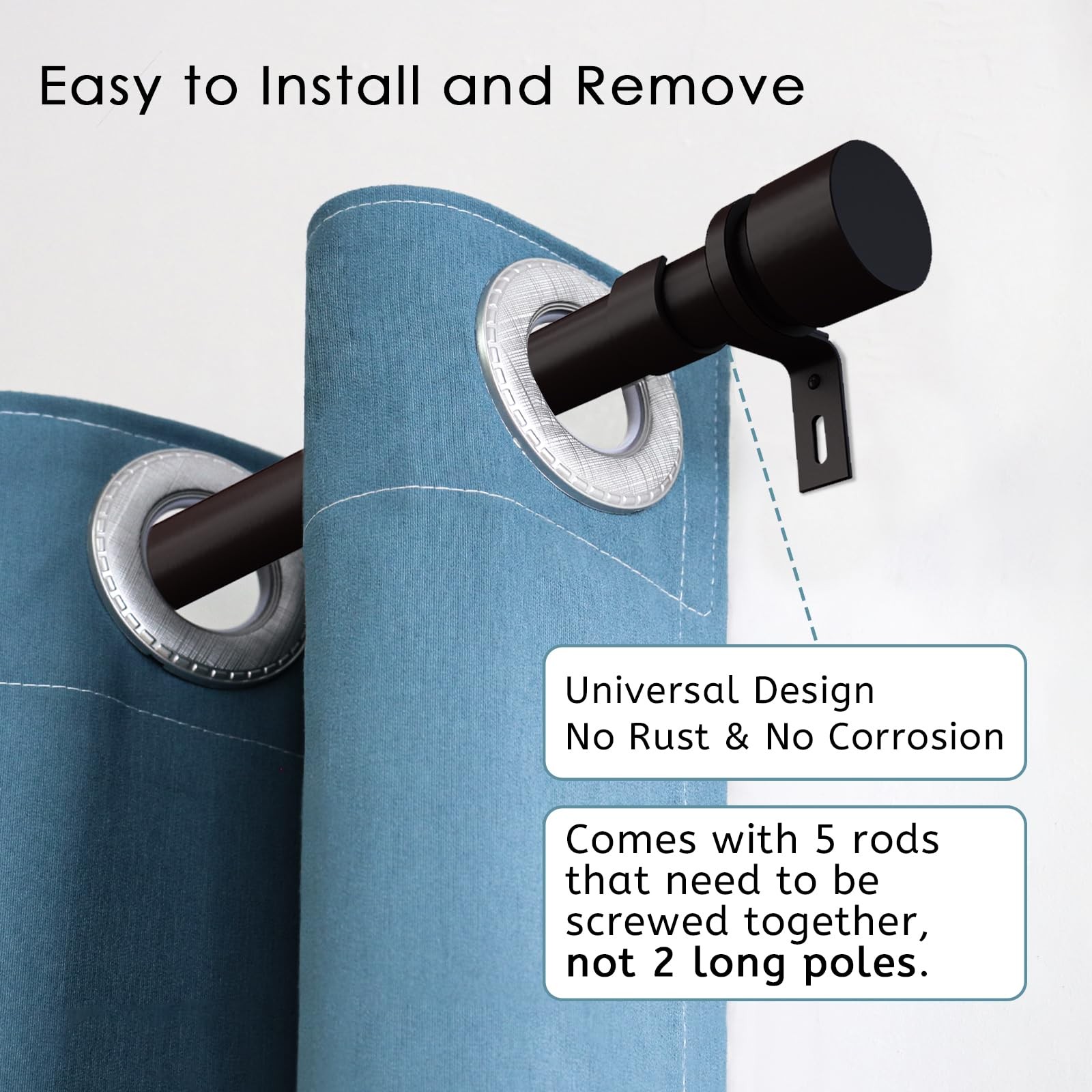 Byondeth Curtain Rods for Windows 16 to 88 Inches Adjustable Length 1 Inch