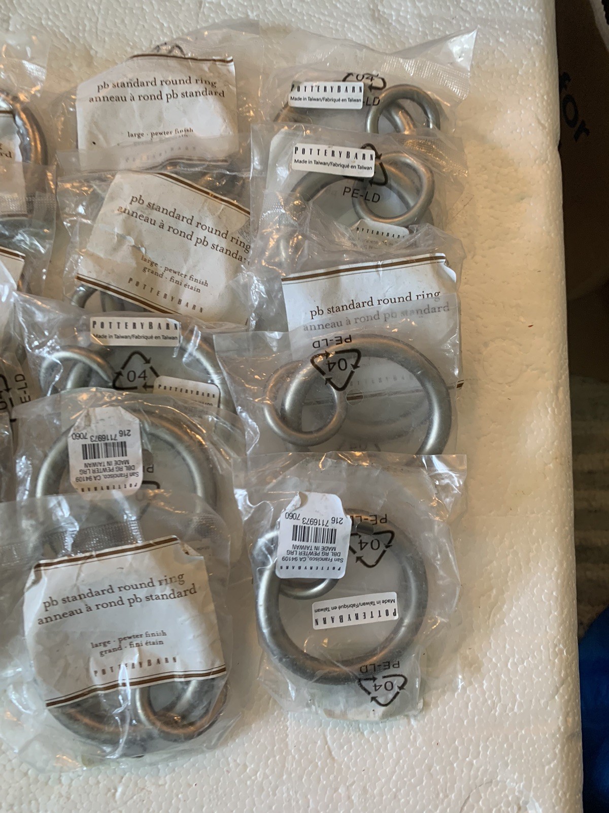 20 Pottery Barn Double Round Ring LARGE Curtain Rings Drapes PEWTER 2.5” Across