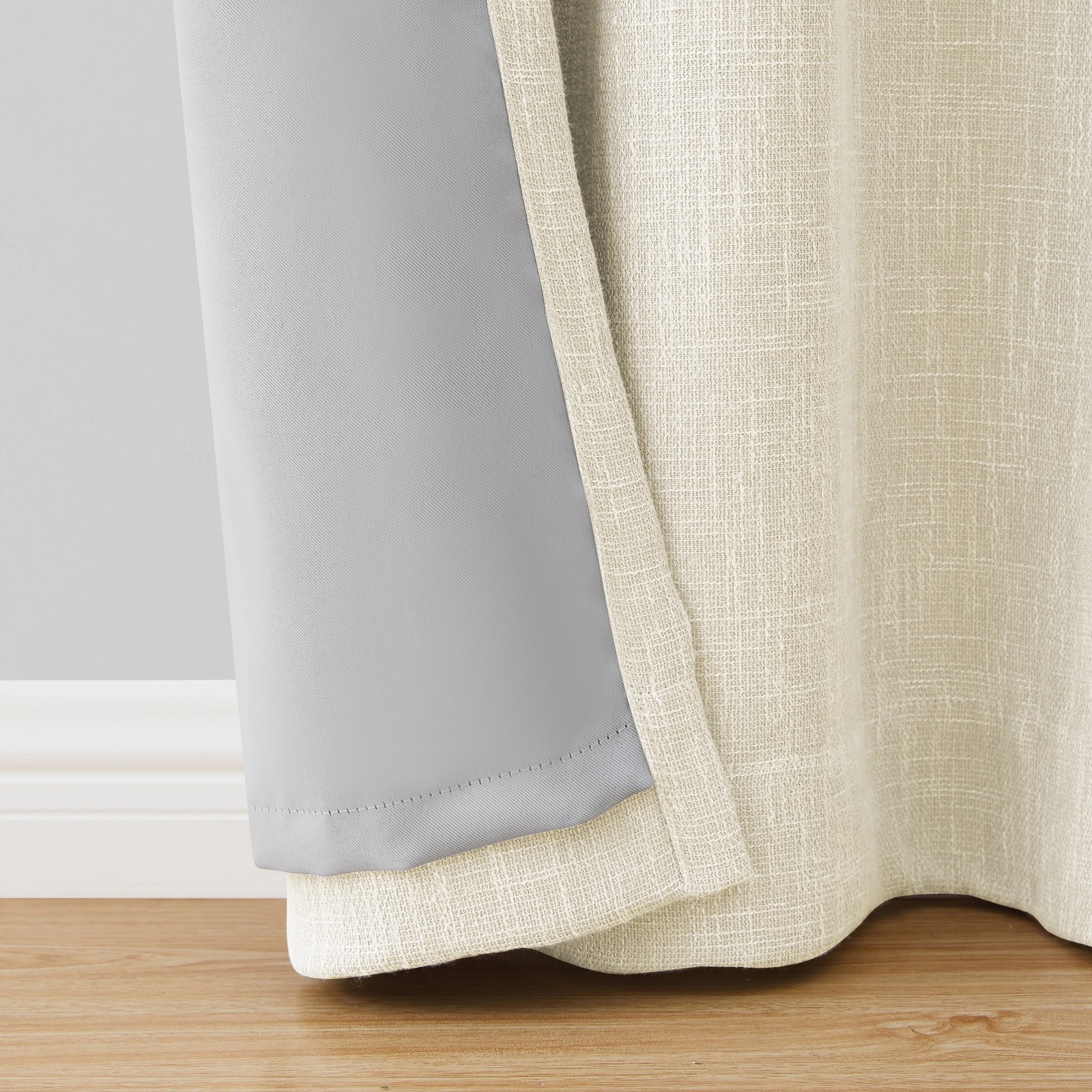 Woven Textured Grommet Blackout Curtain Panel, 1-Piece, Ivory, 50″ W x 95″ L