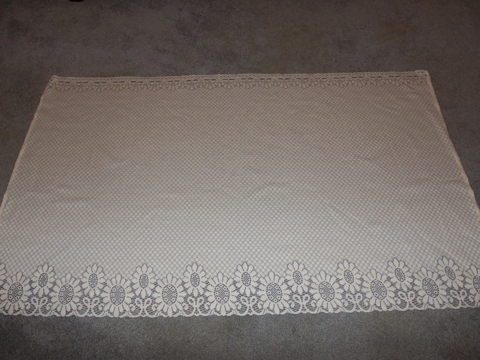 Lace Window Tier Ivory Checkerboard design 36”L x 60”W Factory Error