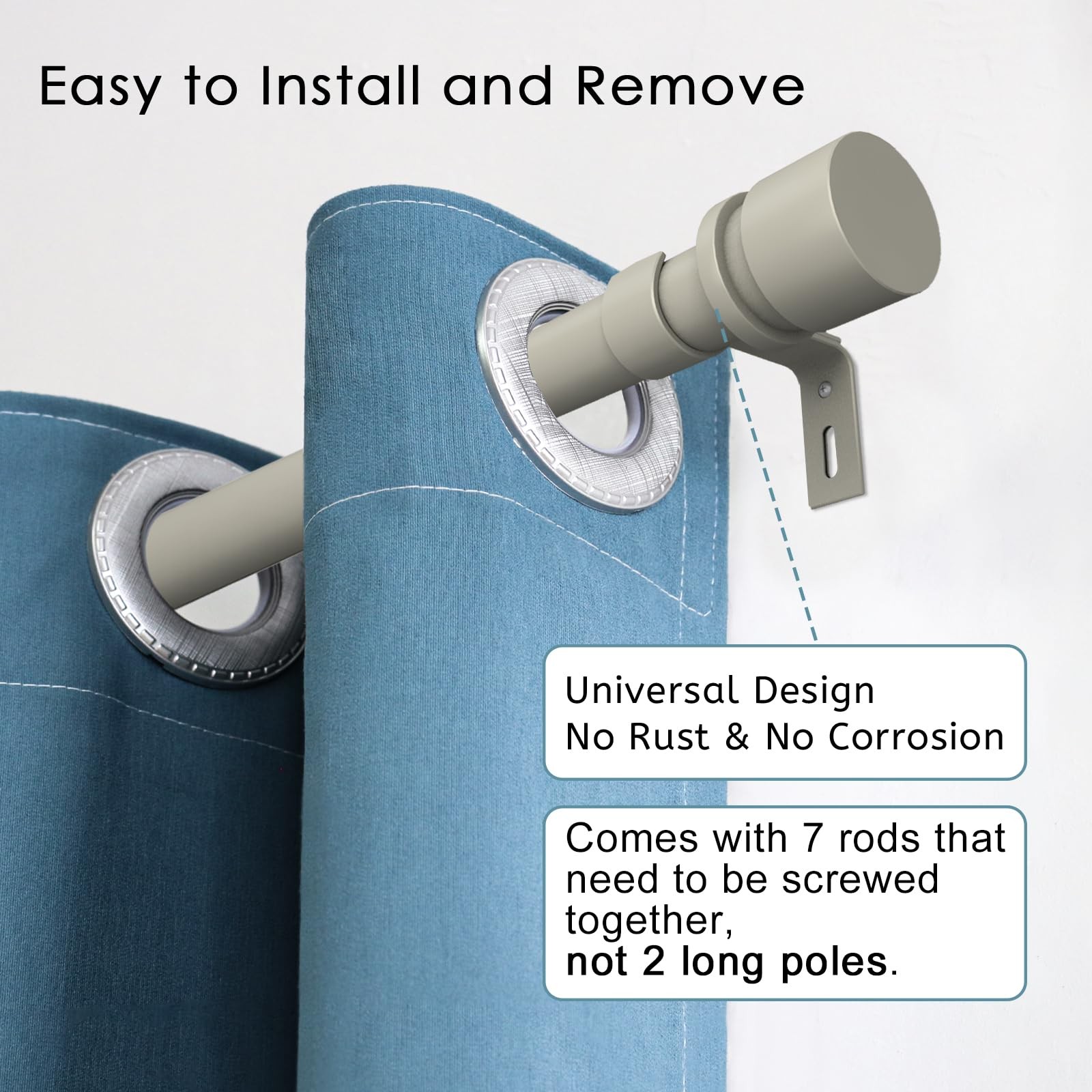 Byondeth Curtain Rods for Windows 16 to 120 16″ 120″, Brushed Nickel