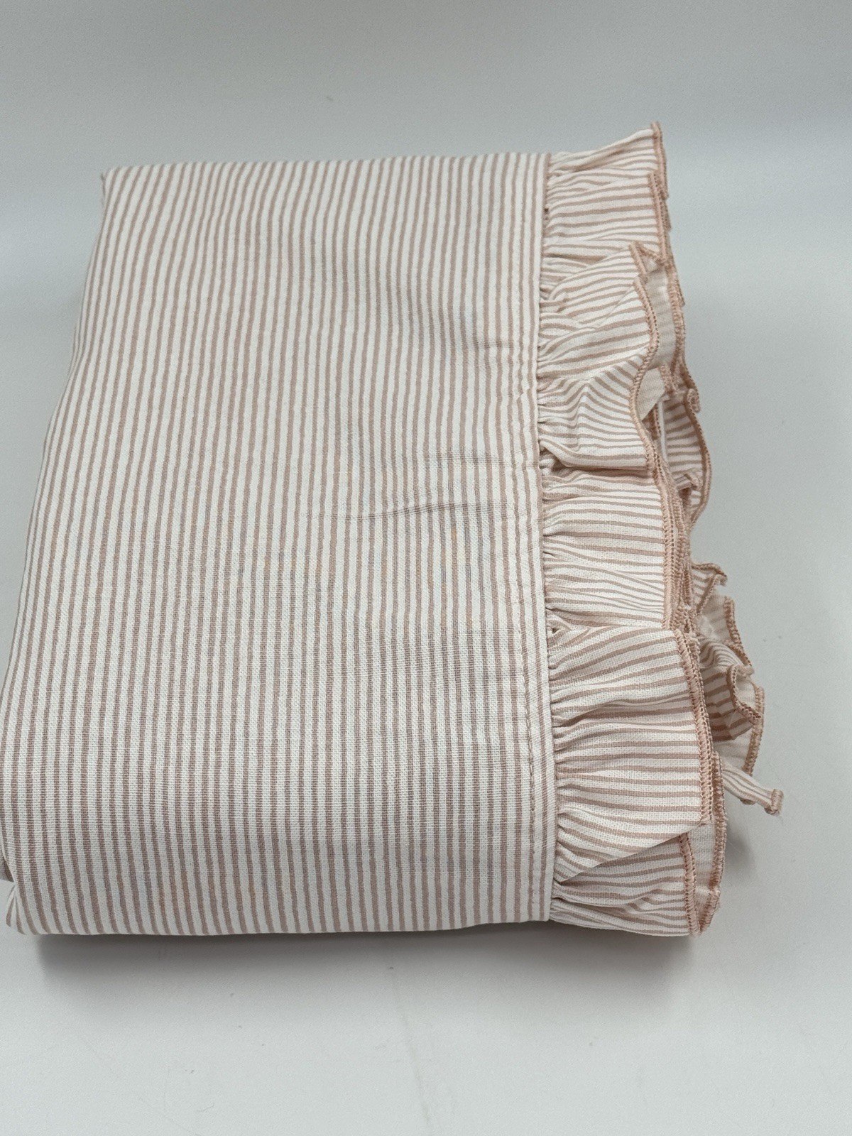 West Elm Kids Kids Pinstripe Ruffle Blackout Curtain, 48 x 84″, Peach Pink Blush