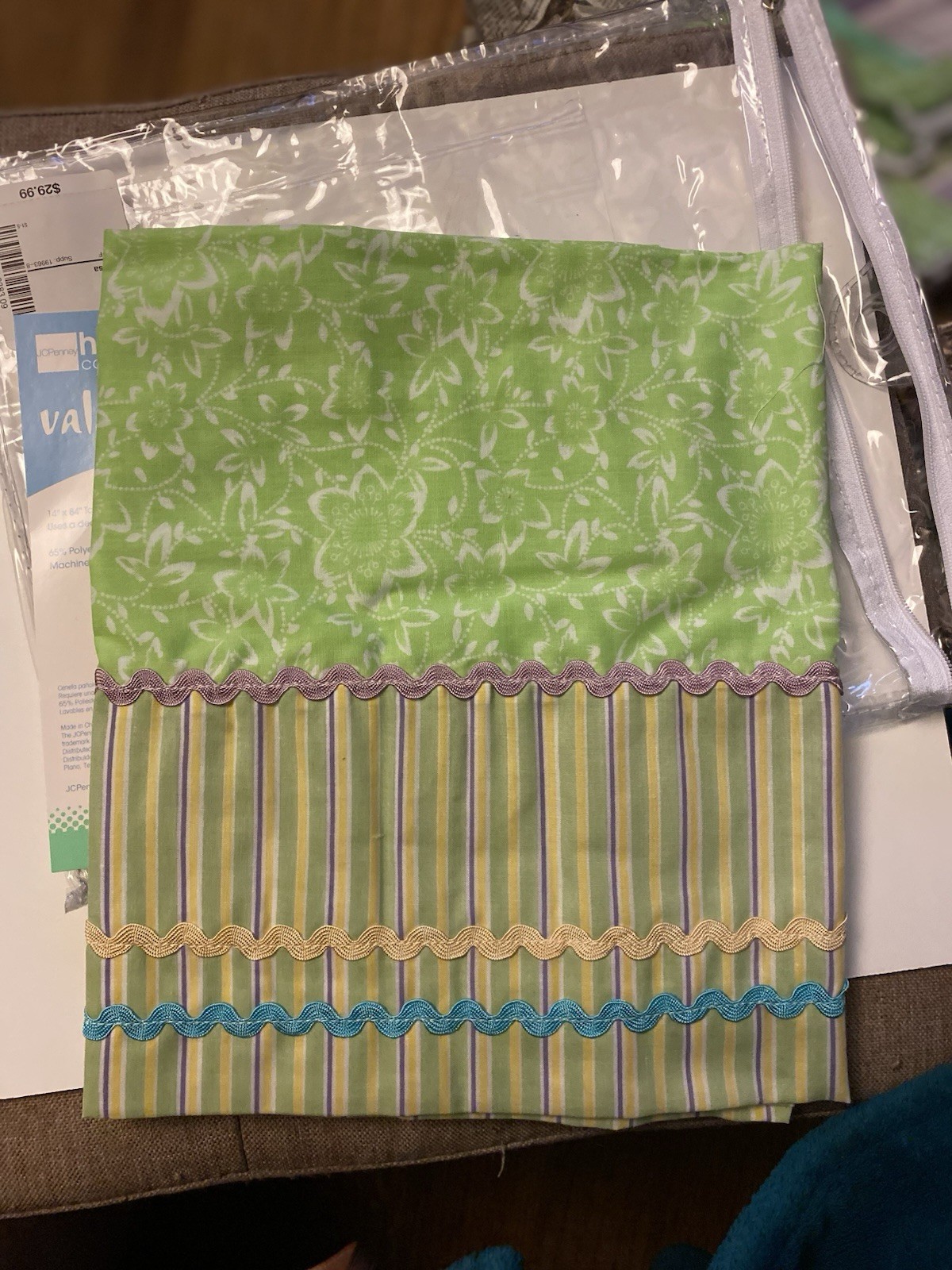 NWT JCPenney Home Window Pair Valances MARISSA Floral Stripe Cottage Farmhouse