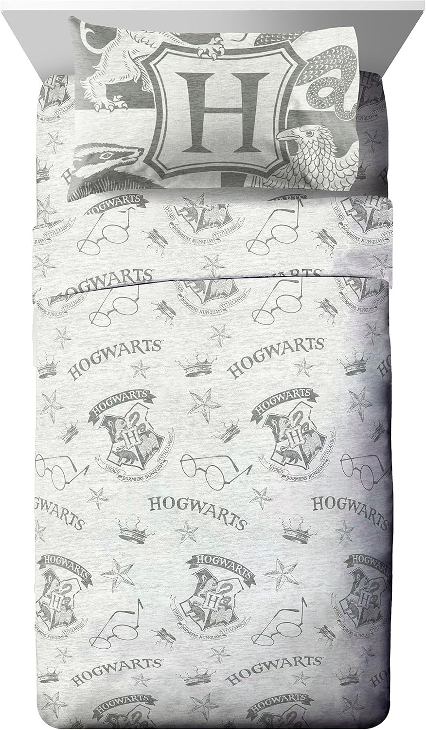 Jay Franco Kids Sheet Set with Fitted, Flat Sheets 3 Piece Twin, Harry Potter