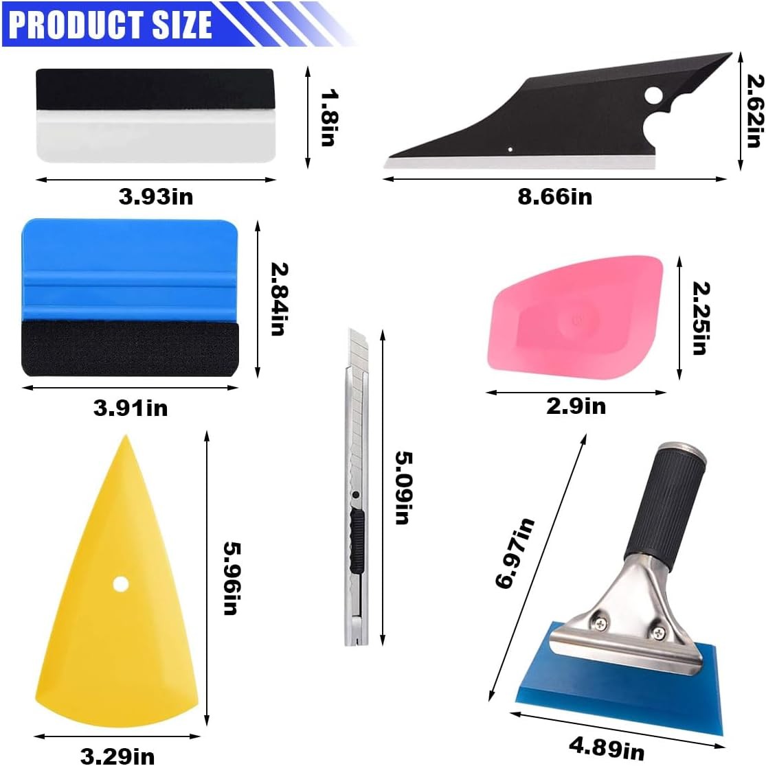 BOOURE Vinyl Wrap Tool Window Tint Kit 8 Pieces Vehicle Window Tinting Tools …
