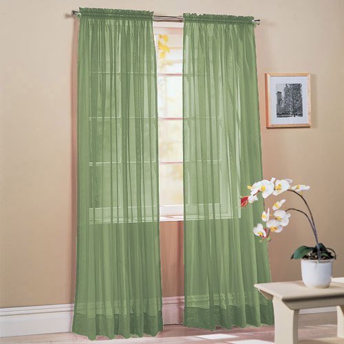 Elegant Solid Sheer Panel Window Curtain – All sizes – All colors – 2 Panels