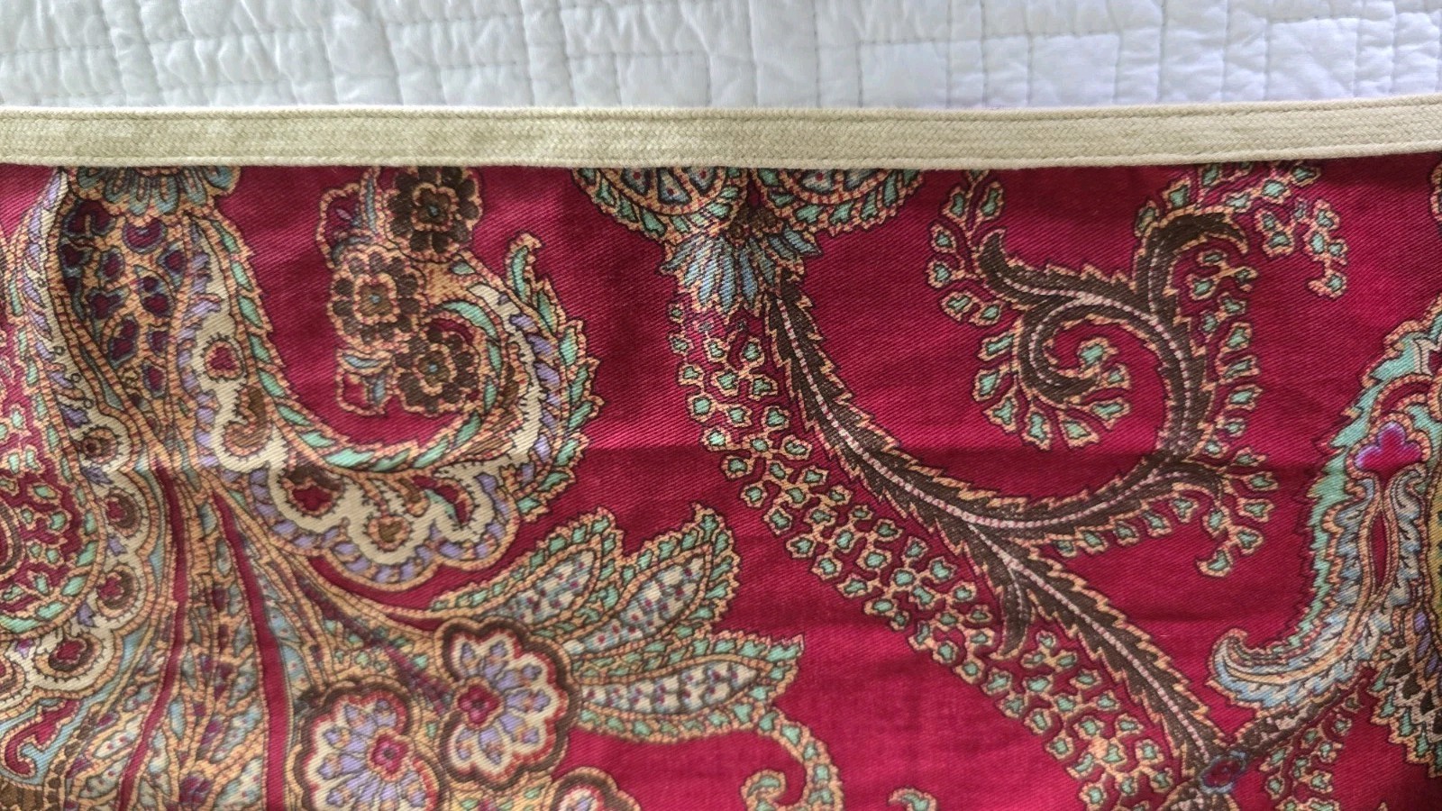 Chaps Ralph Lauren Paisley Valance Set of 3 Red Window Curtain 17×79