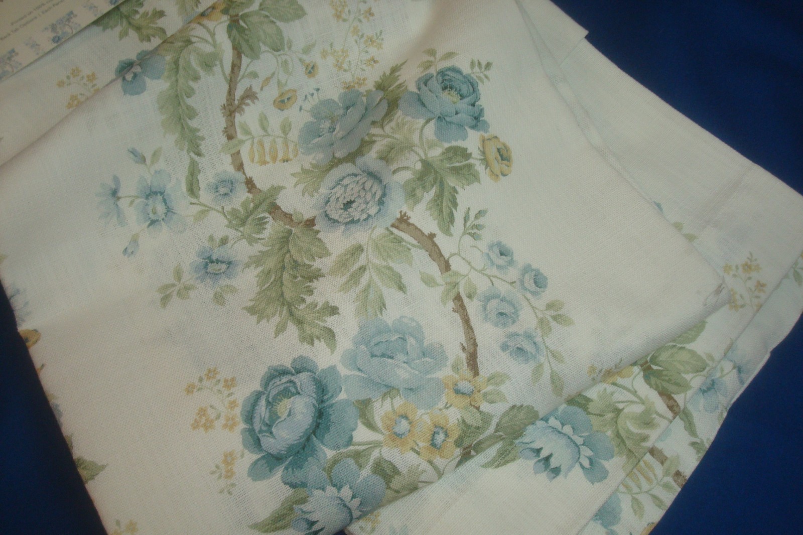 NWT Sanderson 2 pc Window Curtain Panels Hykenham Floral Aqua Blue Cotton 84″ lg