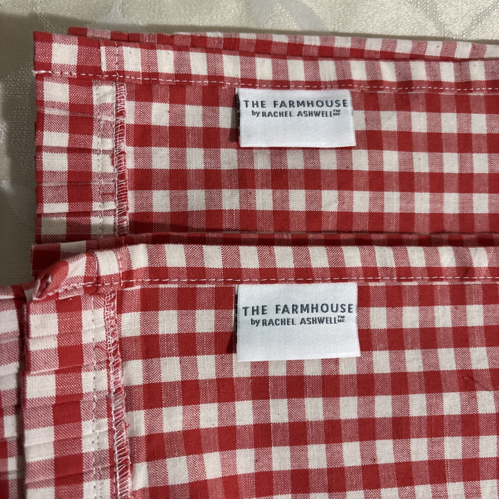 Check Plaid Cotton 2 Window Valance White & Red The Farmhouse By Rachel Ashwell
