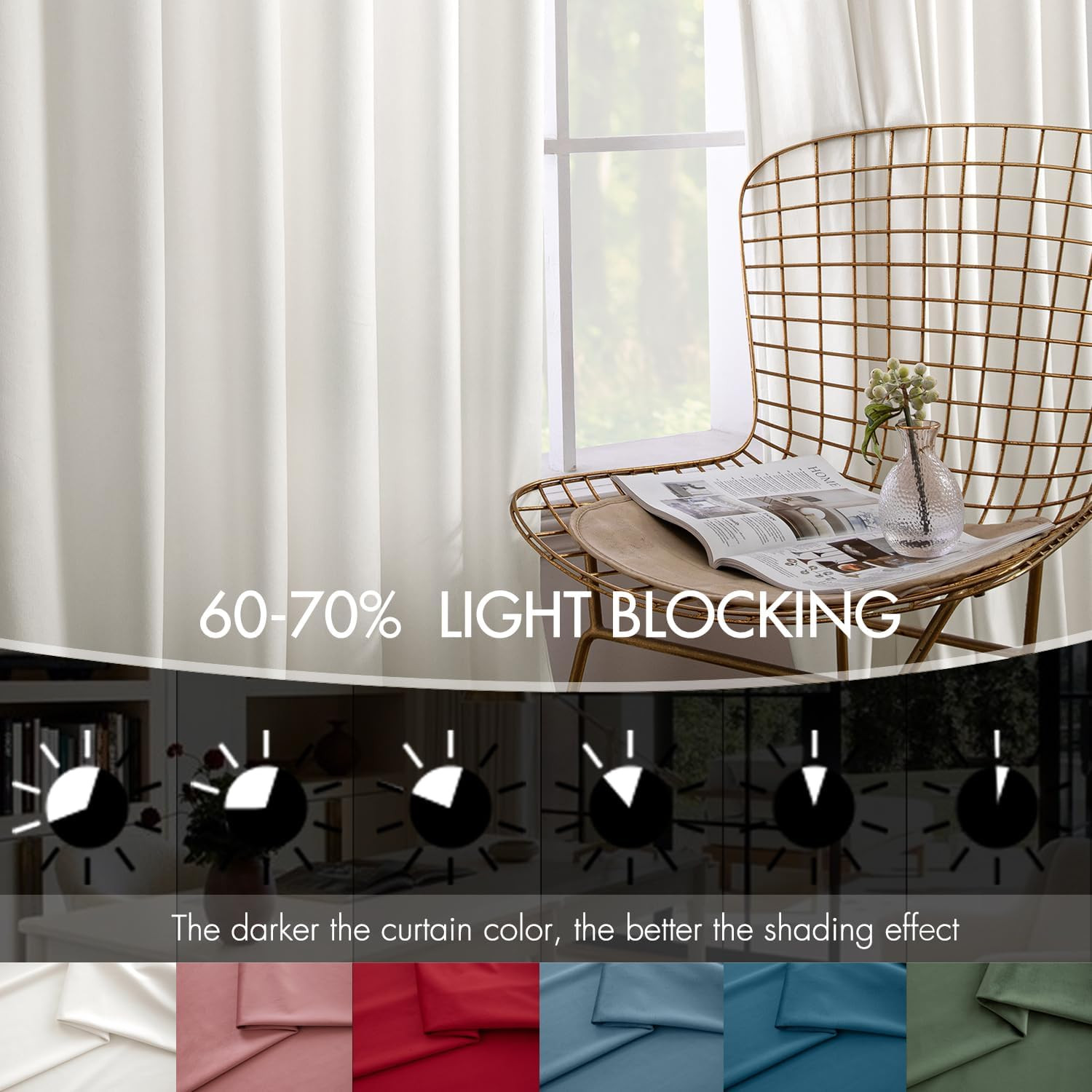 MIULEE Velvet Curtains 96 Inches Long 2 Panels Set for Living Room Bedroom Cream