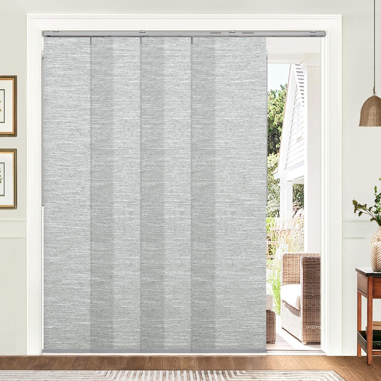 Panel Track Blinds for Sliding Doors, Light Filtering Grey | Extendable Track