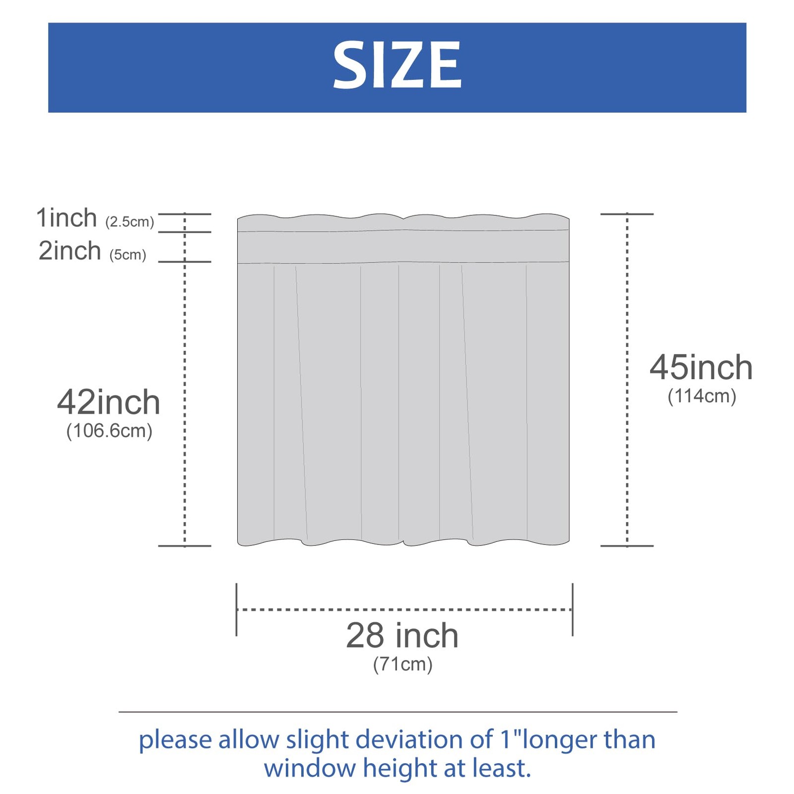 Home Queen White Water Resistant Bathroom Window Curtains,28WX45L Inch