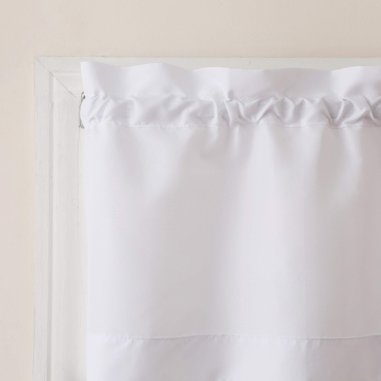 No 918 Martine White Microfiber Semi Sheer Kitchen Curtain Set 24×54 Inches
