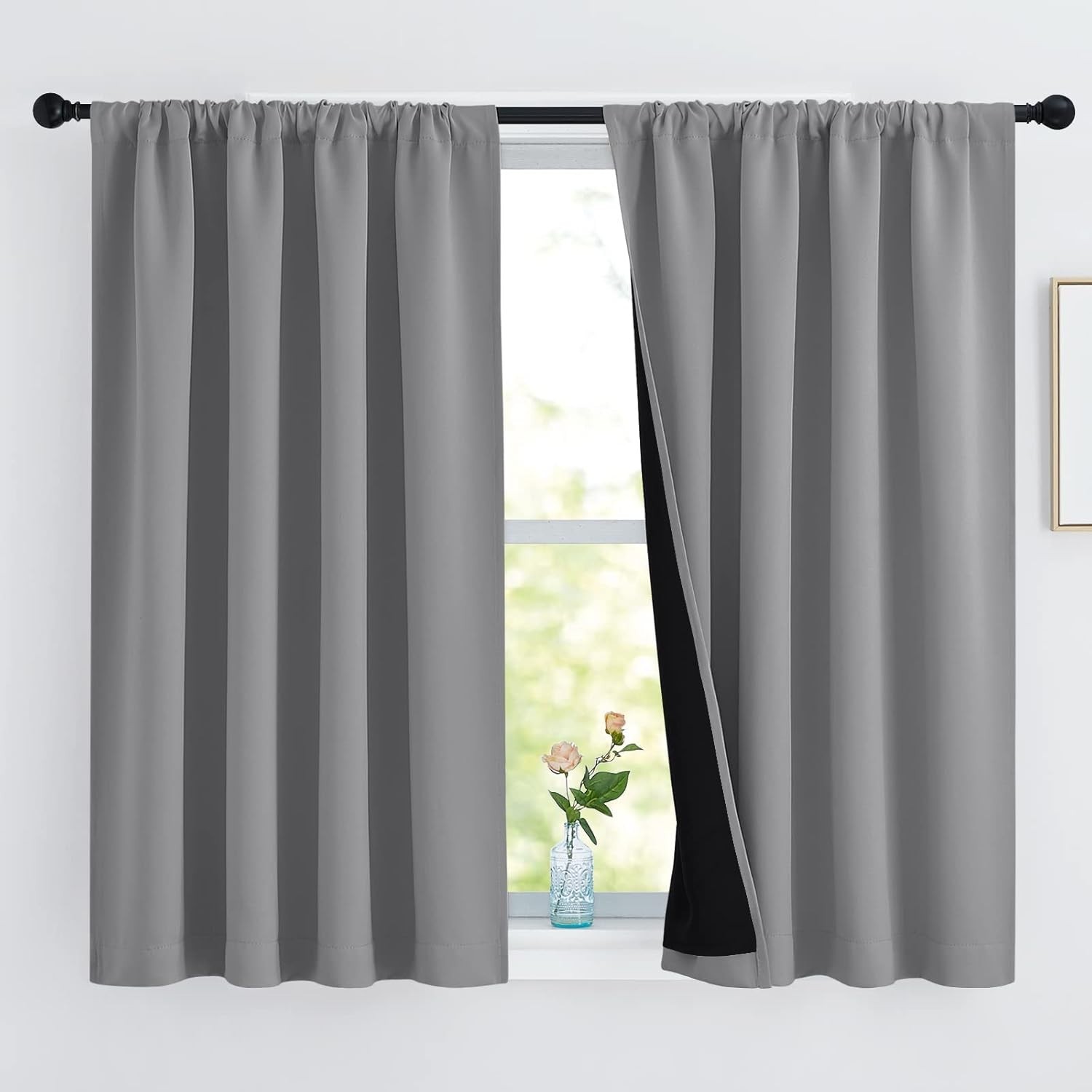 Nursery Blackout Drapes, Silver Gray, Rod Pocket – 2 Panels