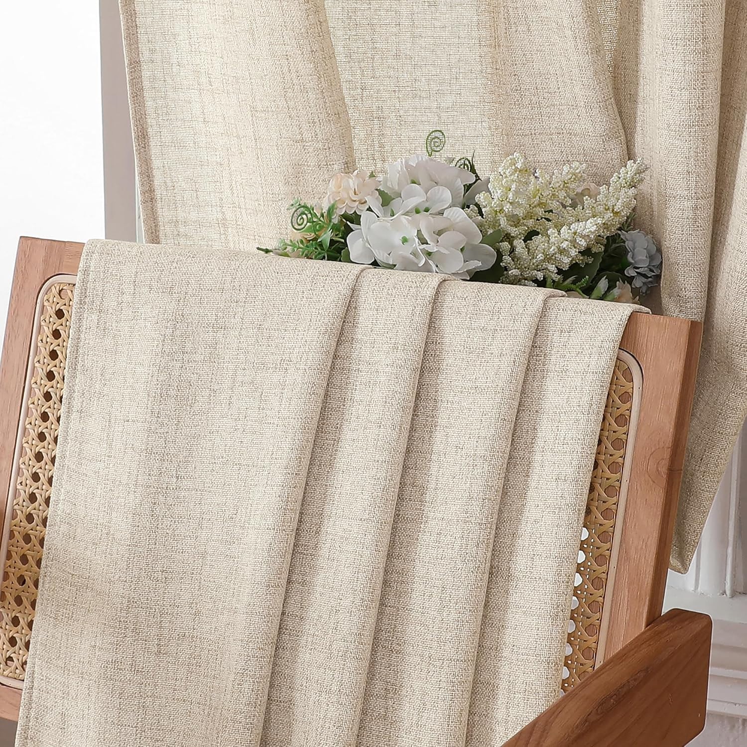 Short Linen Tier Curtains Rod Pocket Semi Sheer Half Kitchen Curtain