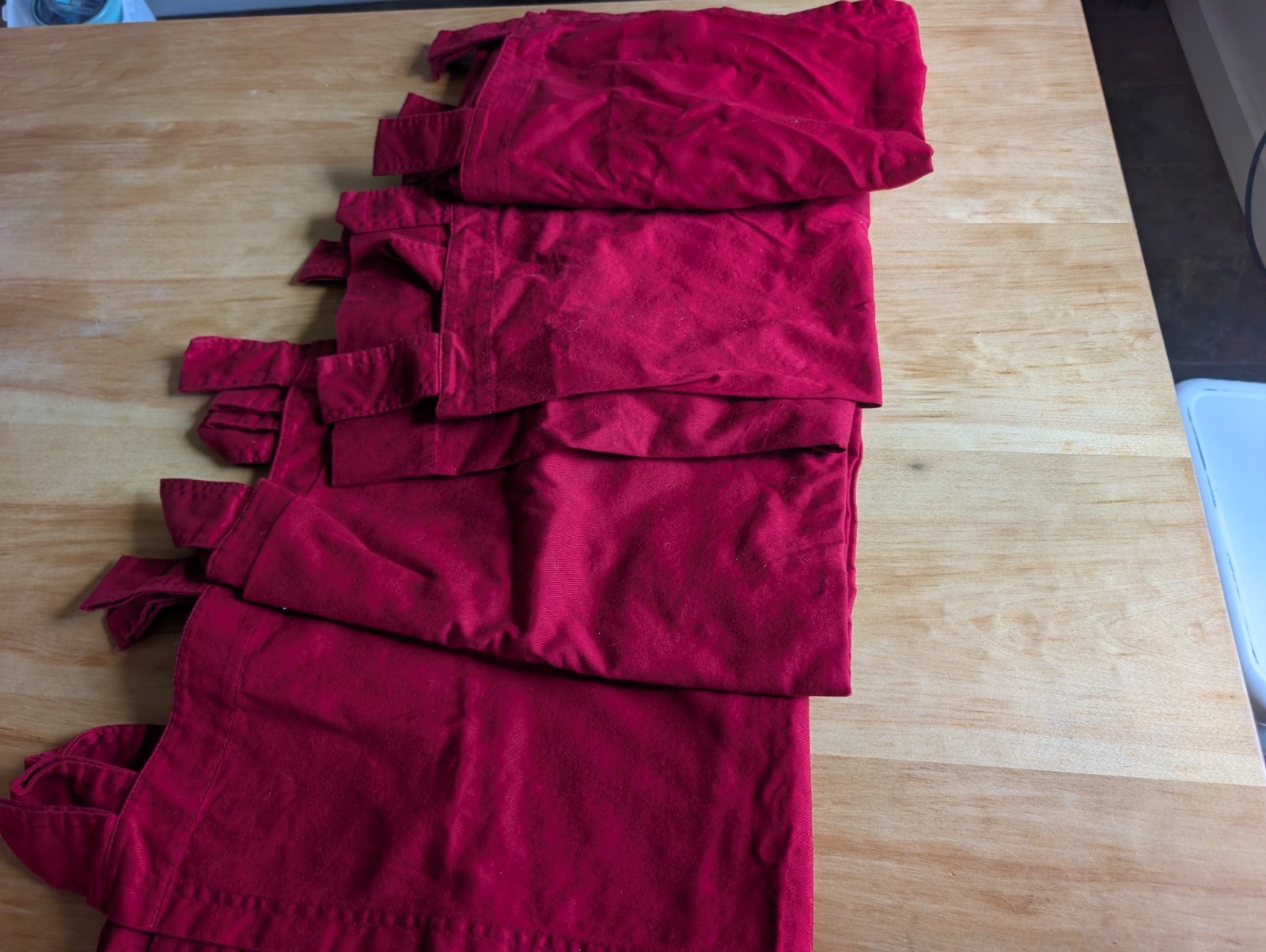 Springs Global Red Cotton Tab Top Curtains Panels Set of 4 38×54 Muted Crimson