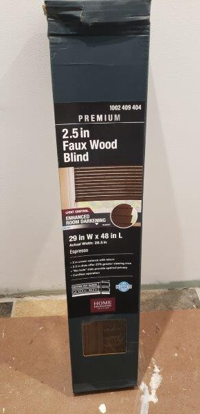 Home Decorators Premium 2.5″ Cordless Faux Wood Blind Espresso 29 W x 48 L