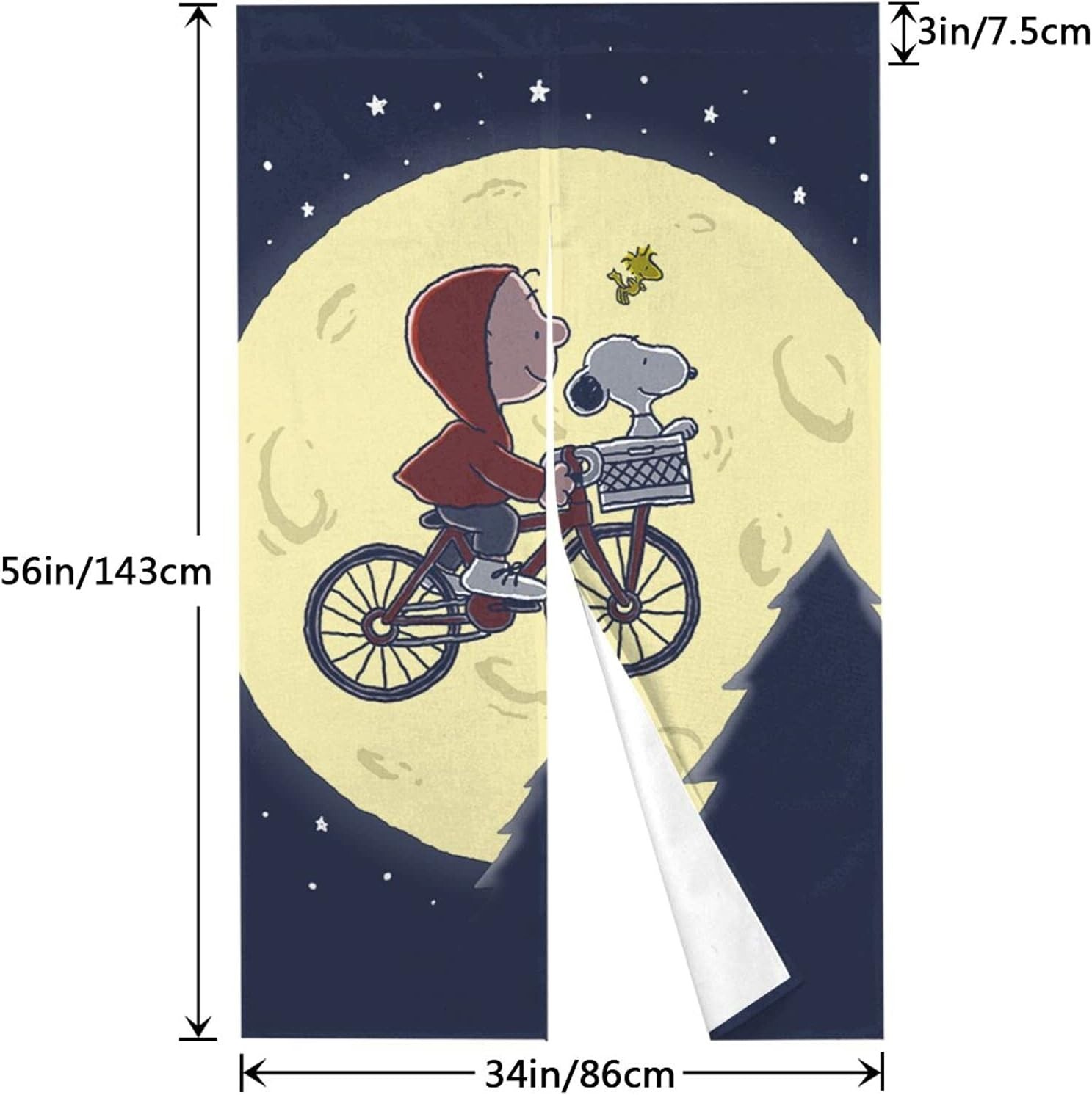 Peanuts Snoopy Noren Goodwill Curtain 86 x 143 cm Night Sky Moon Charlie Brown